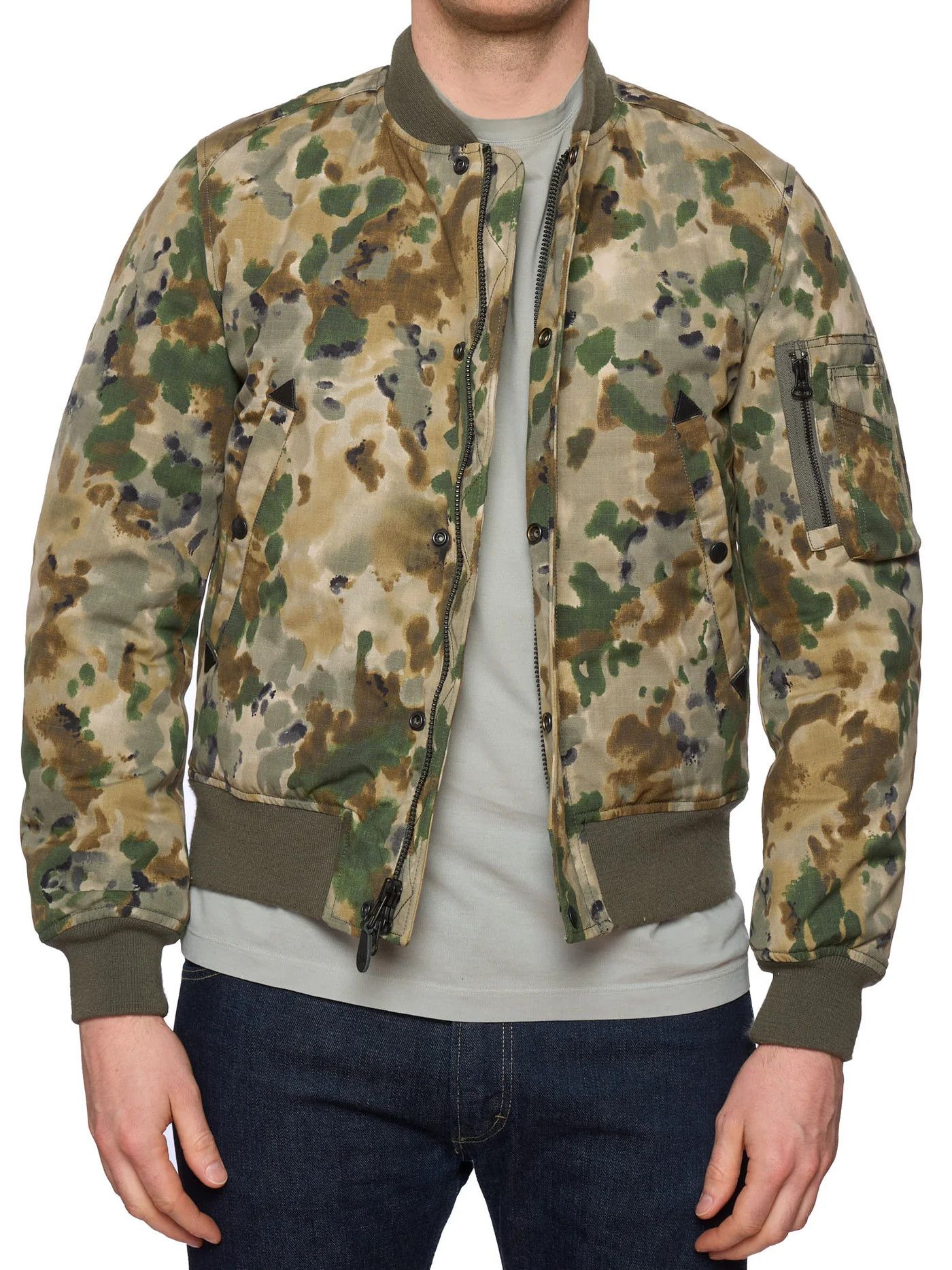 I. Spiewak And Sons SPIEWAK & SONS Golden Fleece Camo Cotton Nylon Bomber Jacket Size US S / EU 44-46 / 1 - 1 Thumbnail