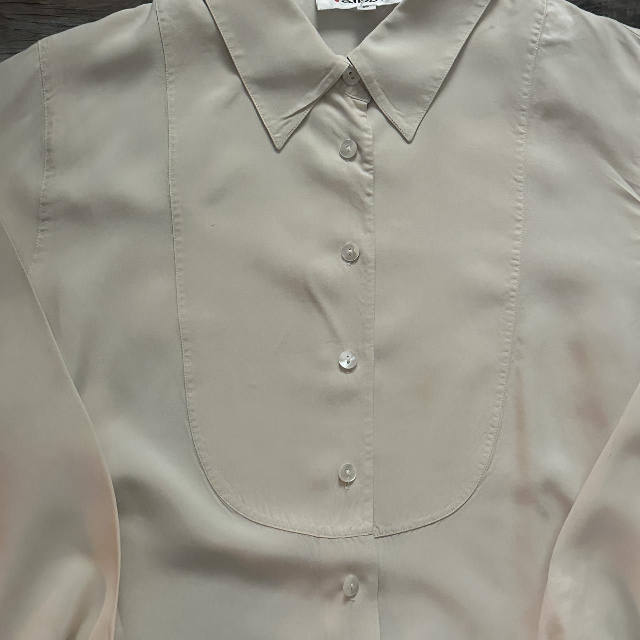 Talbots Vintage Cream Talbot’s 100% Silk Button-Up Shirt Size 10 Size L / US 10 / IT 46 - 2 Thumbnail