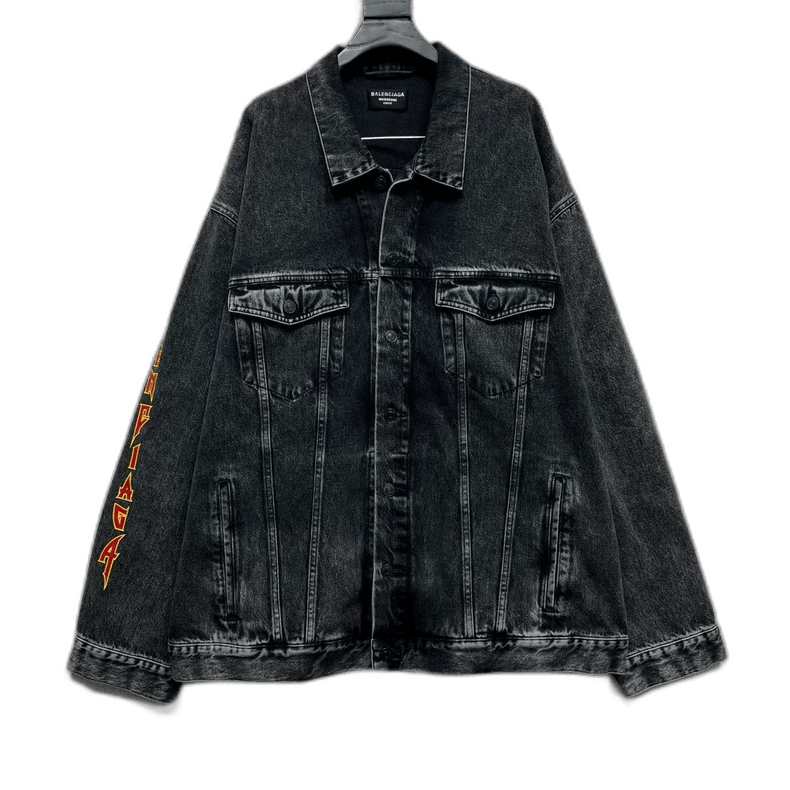 Balenciaga Balenciaga Flame Logo Denim Jacket Size US M / EU 48-50 / 2 - 1 Thumbnail