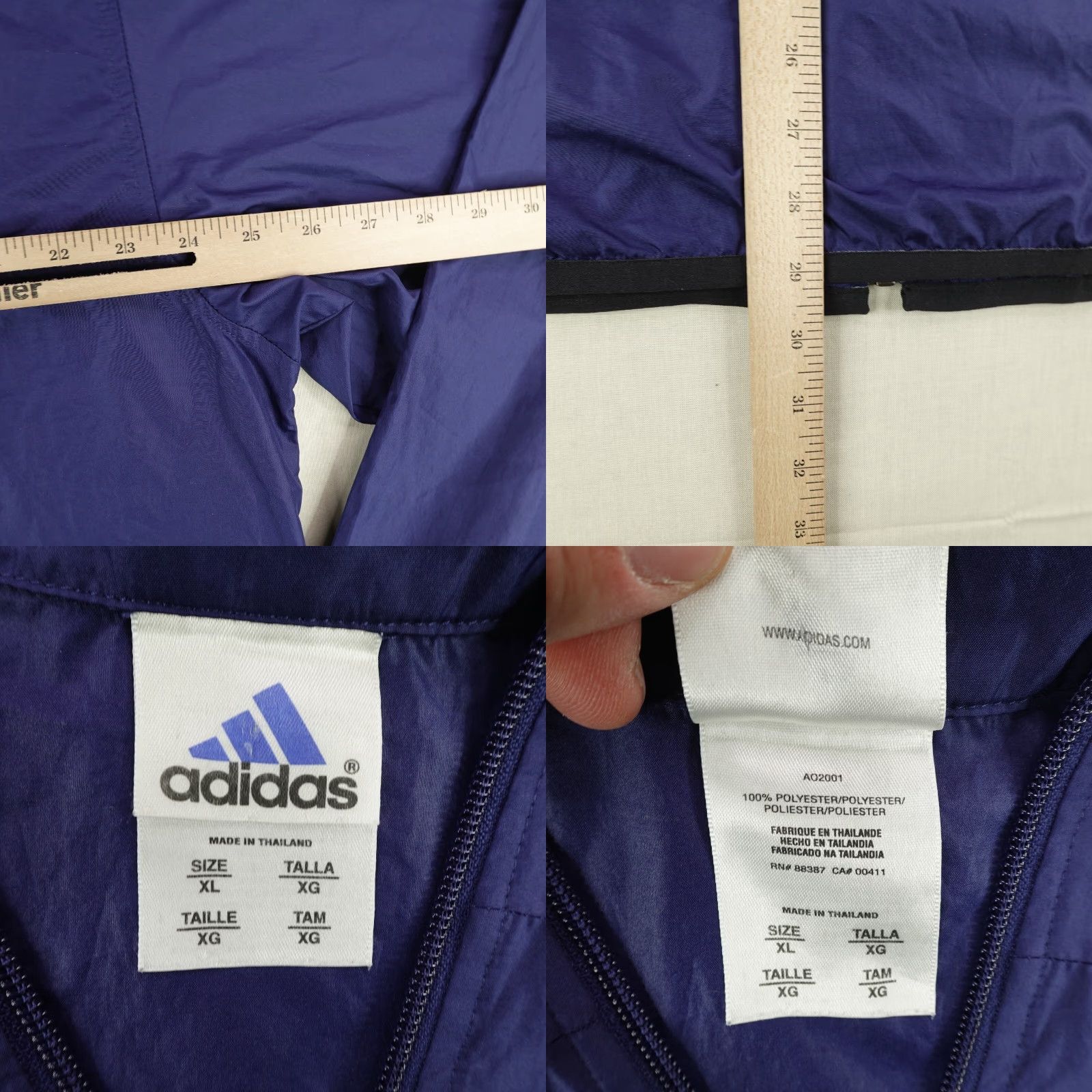 Adidas VINTAGE adidas Jacket Mens XL Blue Windbreaker Track Coat Full Zip Up Y2K Zip Up Size US XL / EU 56 / 4 - 8 Thumbnail