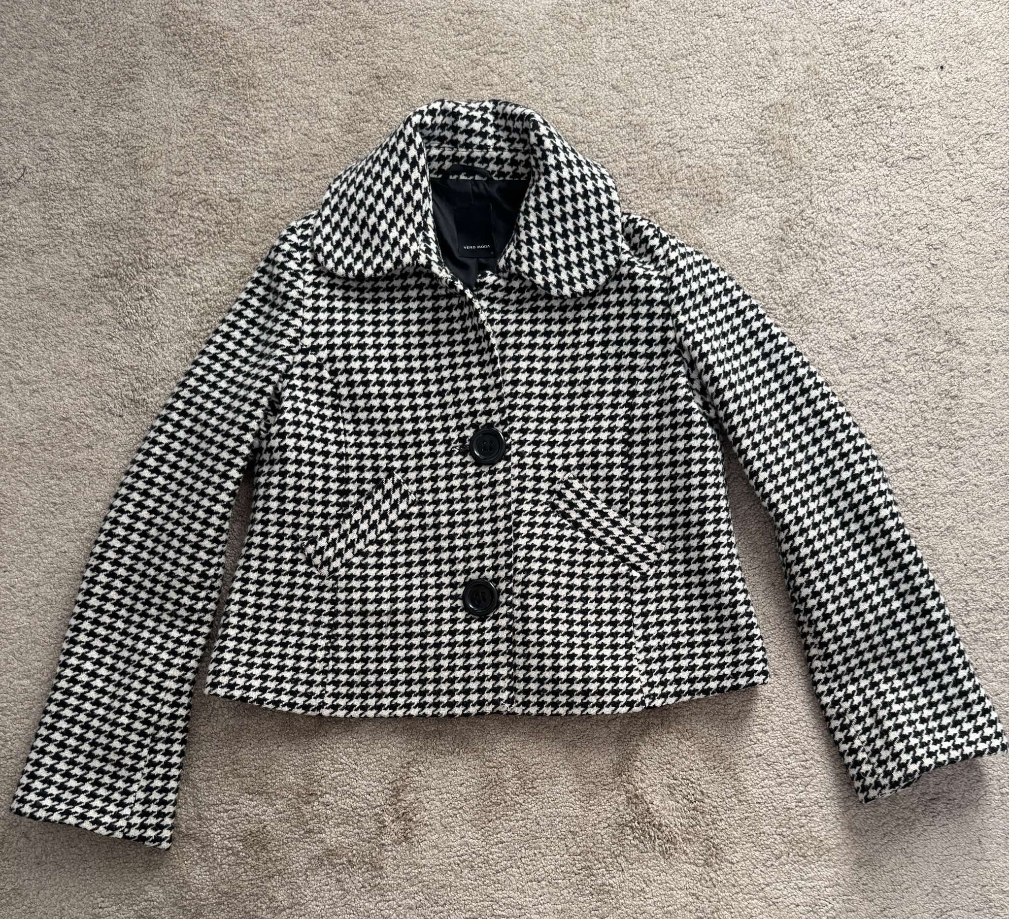 Designer × Other Vero Moda Woman S Jacket Short Wool Warm Blazer Houndstooth Size S / US 4 / IT 40 - 1 Thumbnail