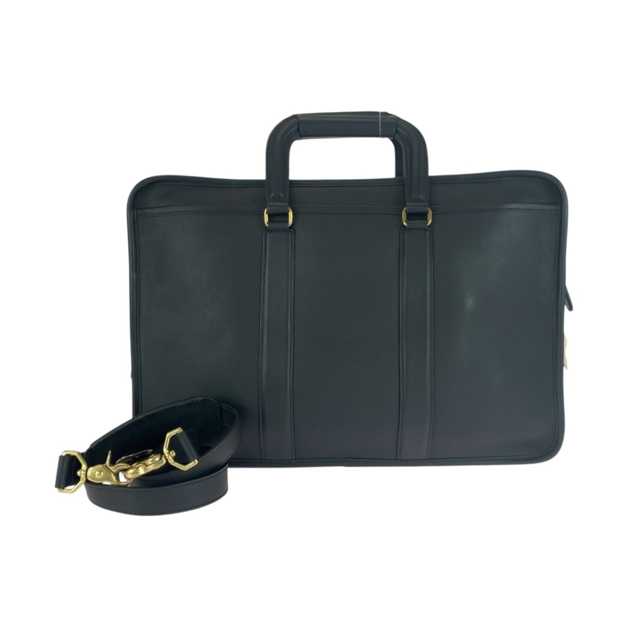 Coach COACH Old Coach 5296 Black Leather Shoulder Bag with Gold Hardware, 2-Way Handbag for Women Size ONE SIZE - 1 Thumbnail
