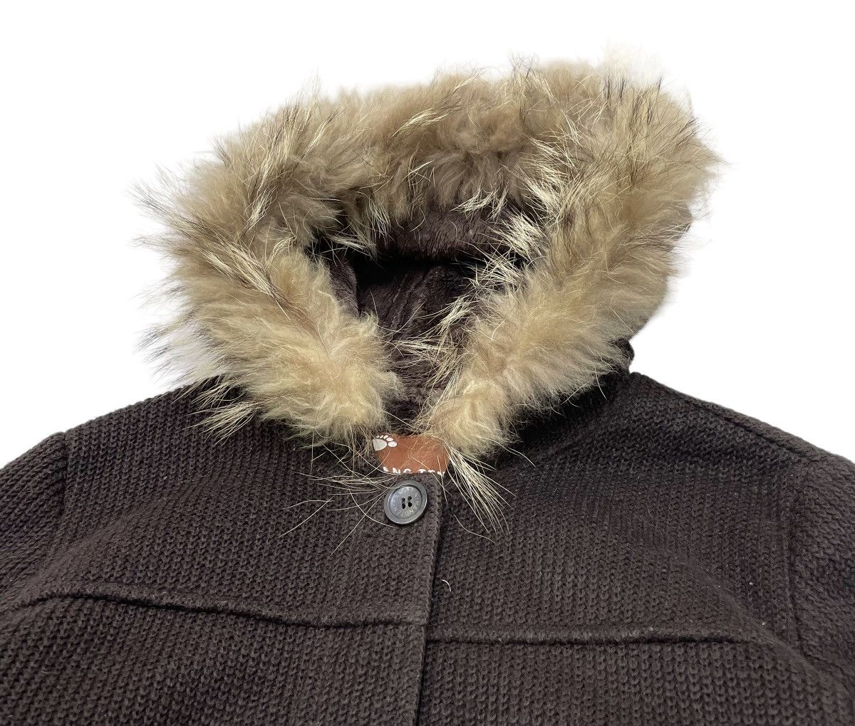 If Six Was Nine Vintage Hang Ten Knit Faux Fur Hoodie Jacket Size M / US 6-8 / IT 42-44 - 3 Thumbnail