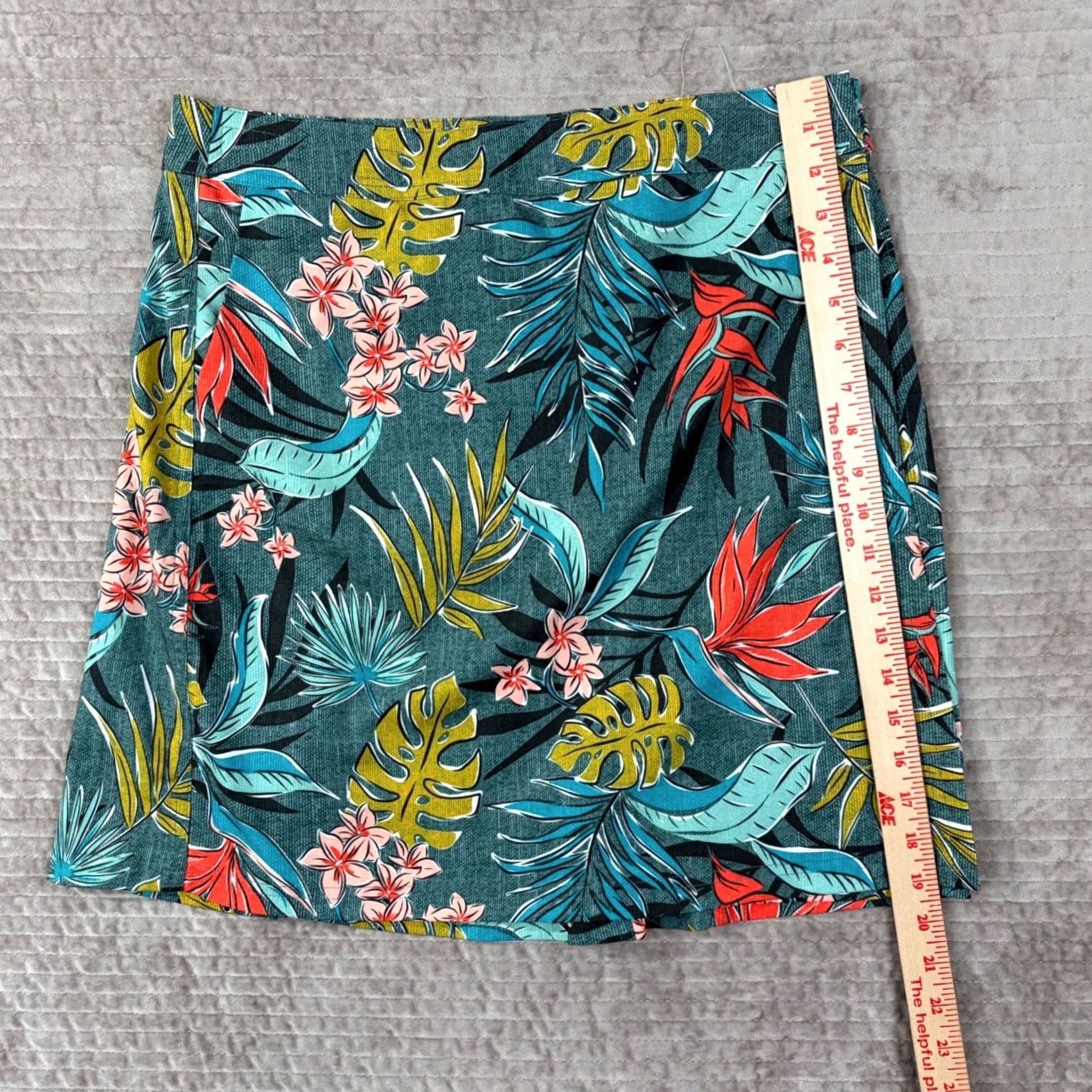 Altea RipSkirt Hawaii Teal Tropical Floral Monstera Leaf Wrap Mini Skirt M Size Size 32" / US 10 / IT 46 - 3 Thumbnail