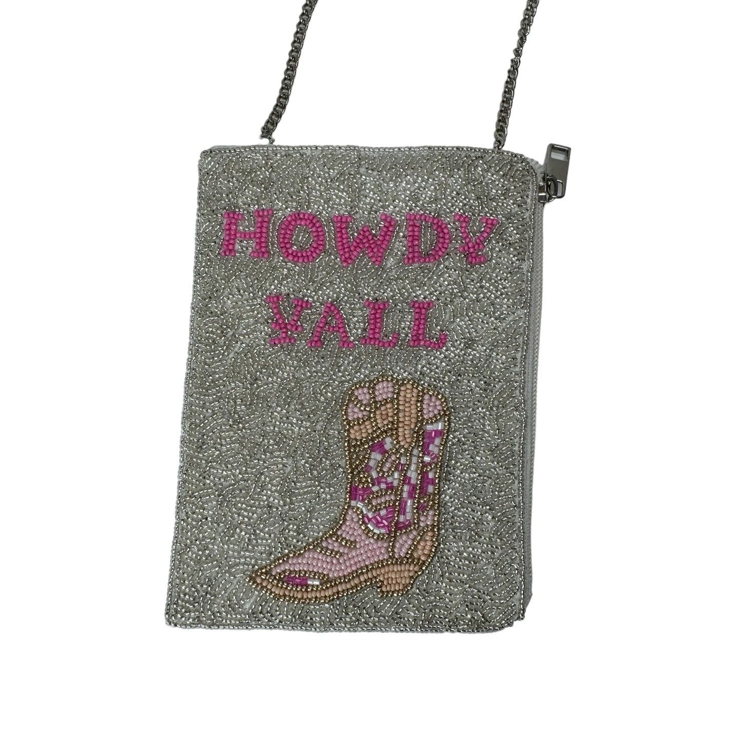 Handmade HOWDY YALL Cowboy Boots Seed Beaded Crossbody Bag Phone bag Size ONE SIZE - 1 Thumbnail