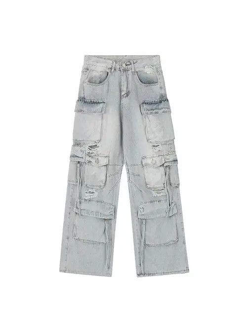 Japanese Brand Wakiko x Hanai Light Blue High Street Vintage Casual Jeans Size US 31 - 2 Thumbnail