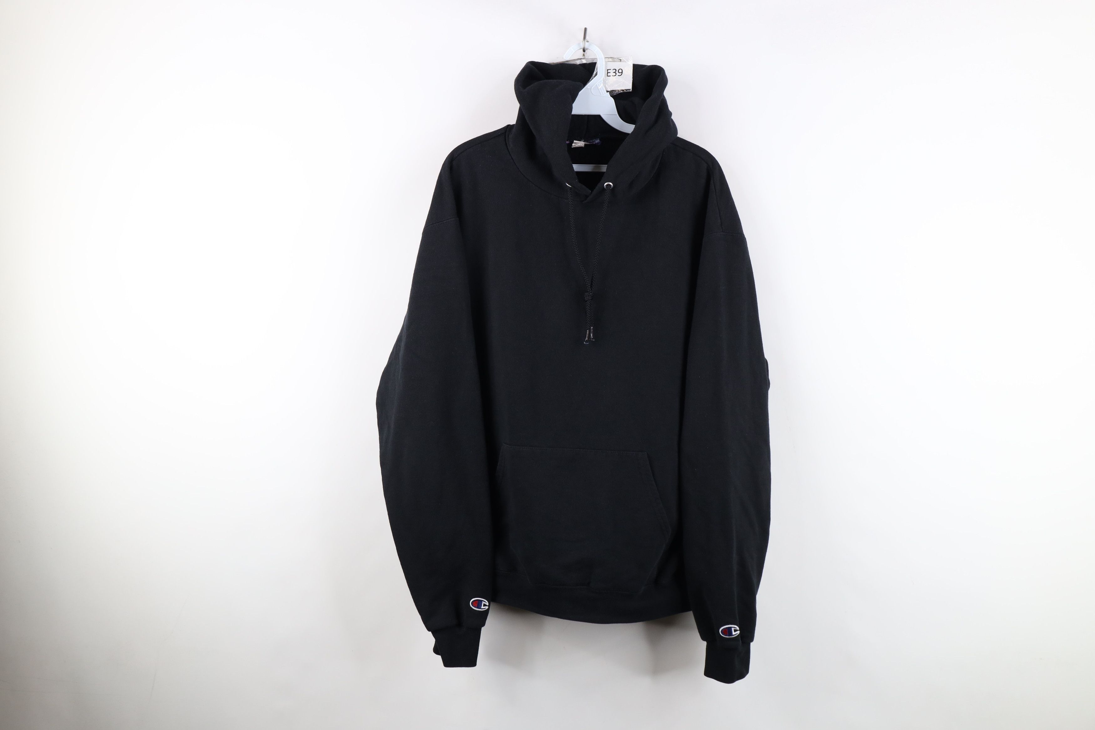 Champion Vintage 90s Champion Faded Blank Hoodie Sweatshirt Black Size US L / EU 52-54 / 3 - 1 Thumbnail