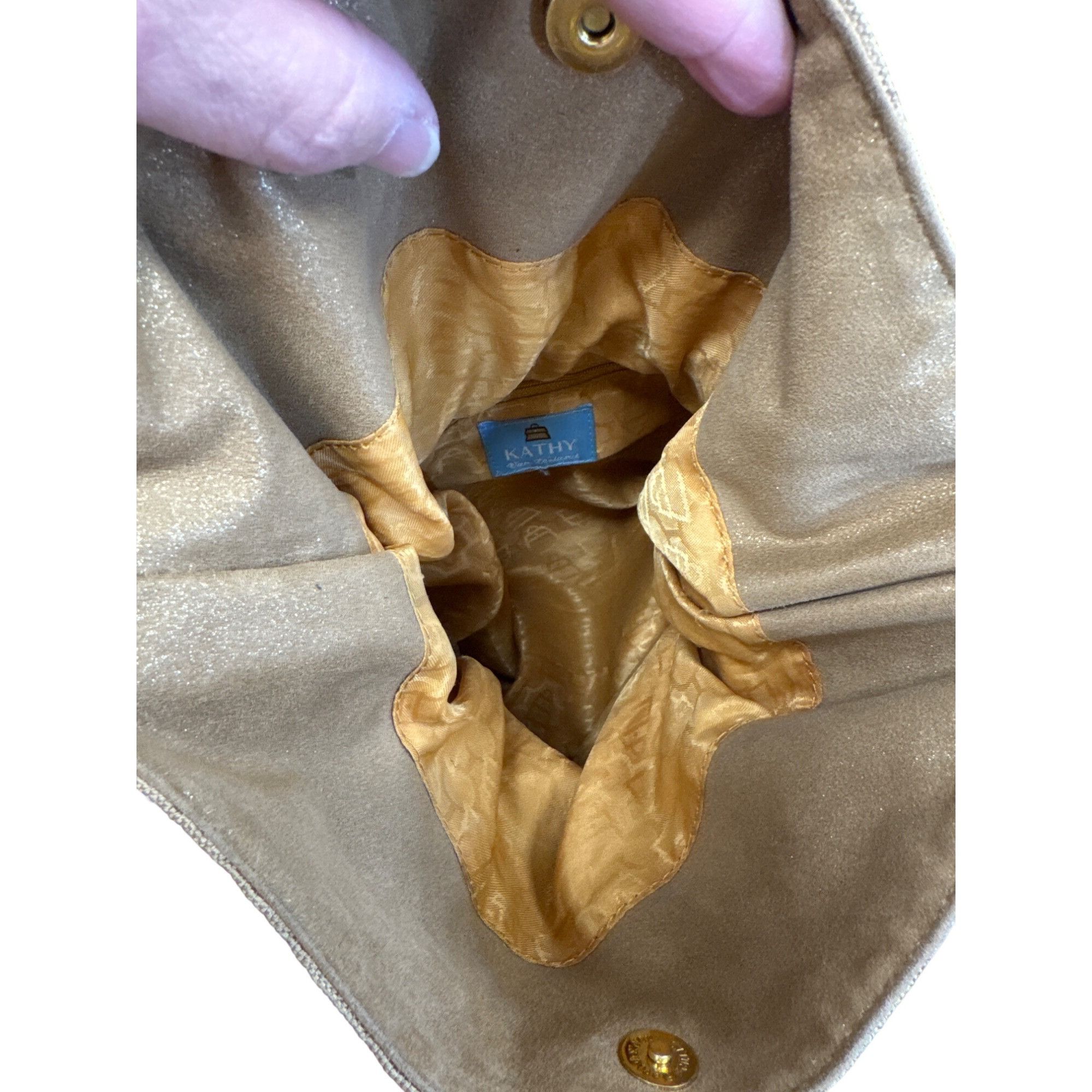 Designer Kathy Van Zeeland Womens Gold Retro jeweled Hobo Handbag SK Size ONE SIZE - 10 Thumbnail