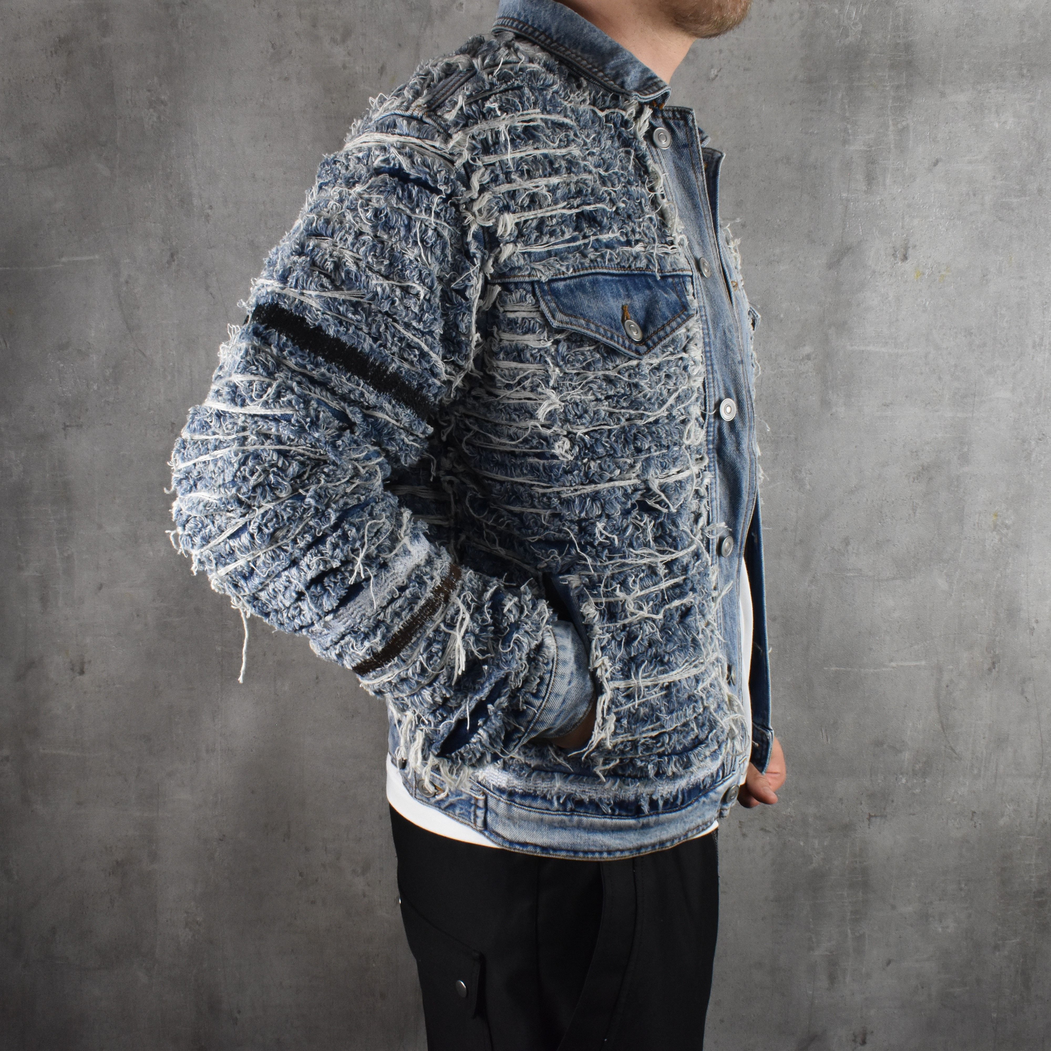 1017 ALYX 9SM × Blackmeans 1017 ALYX 9SM BLACKMEANS Shredded Denim Distressed Jacket Size US S / EU 44-46 / 1 - 2 Thumbnail