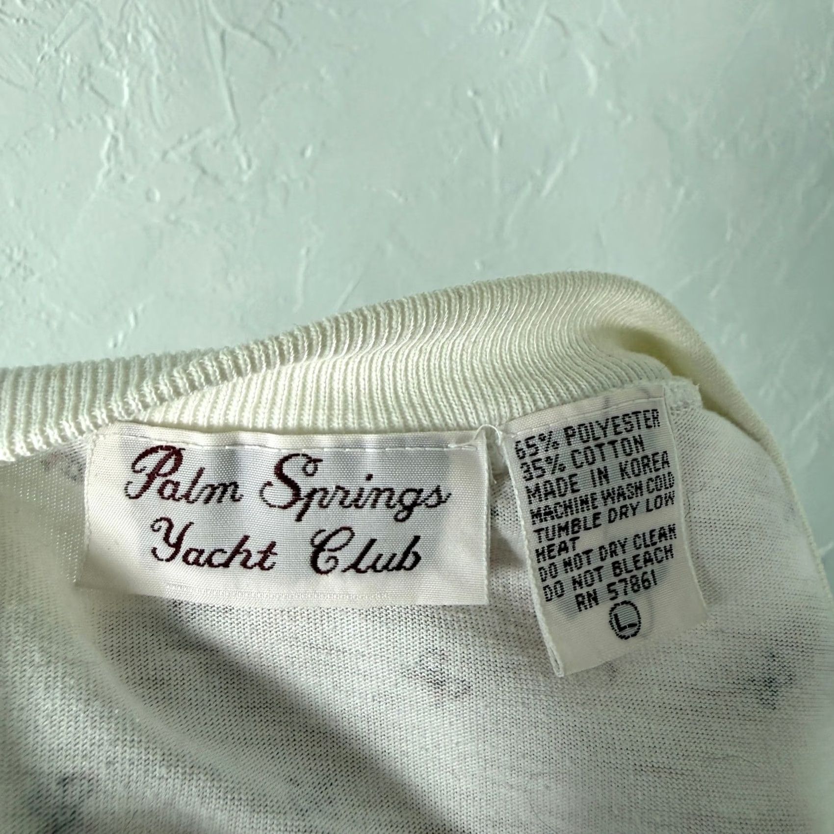 Vintage VINTAGE Palm Springs Yacht Club Women's Top Shirt L Floral Knit Cotton Bow Print 3/4 Sleeve Yellow Crew Neck 39 Bust Classic Casual Medium Womens Size L / US 10 / IT 46 - 6 Thumbnail