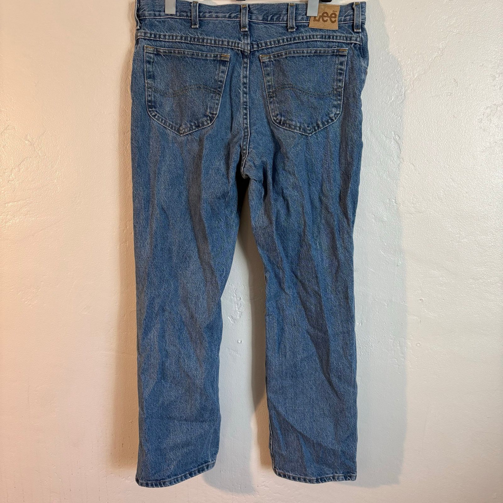 Lee × Vintage Vintage 80s Lee Blue Denim Medium Wash Straight Leg Jeans Size US 36 / EU 52 - 3 Thumbnail