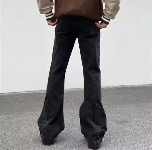 Jean Custom Flared Black Denim Jeans Size US 32 / EU 48 - 2 Thumbnail