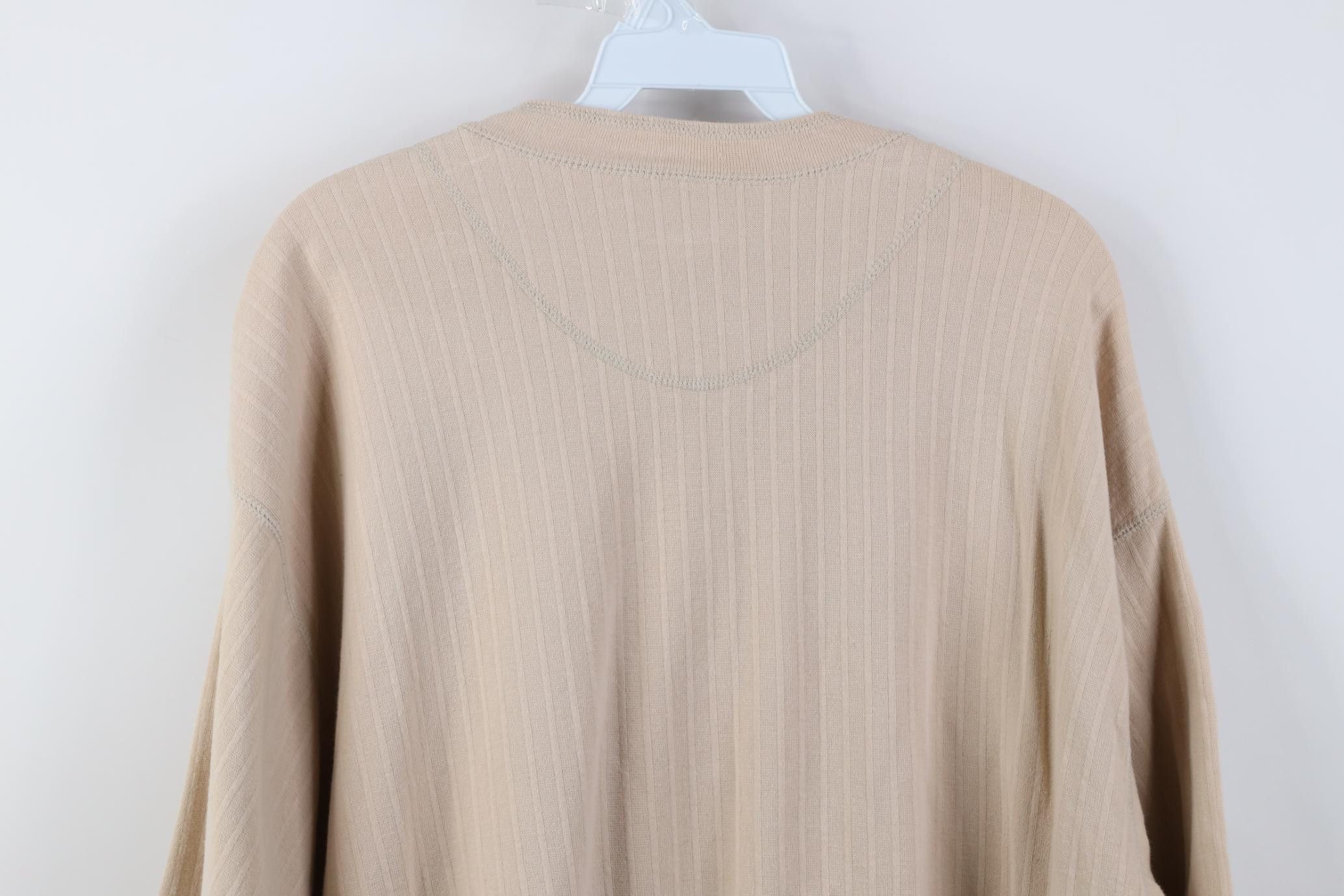 Vintage Vintage 90s Streetwear Ribbed Knit Henley T-Shirt Beige Size US XL / EU 56 / 4 - 11 Thumbnail