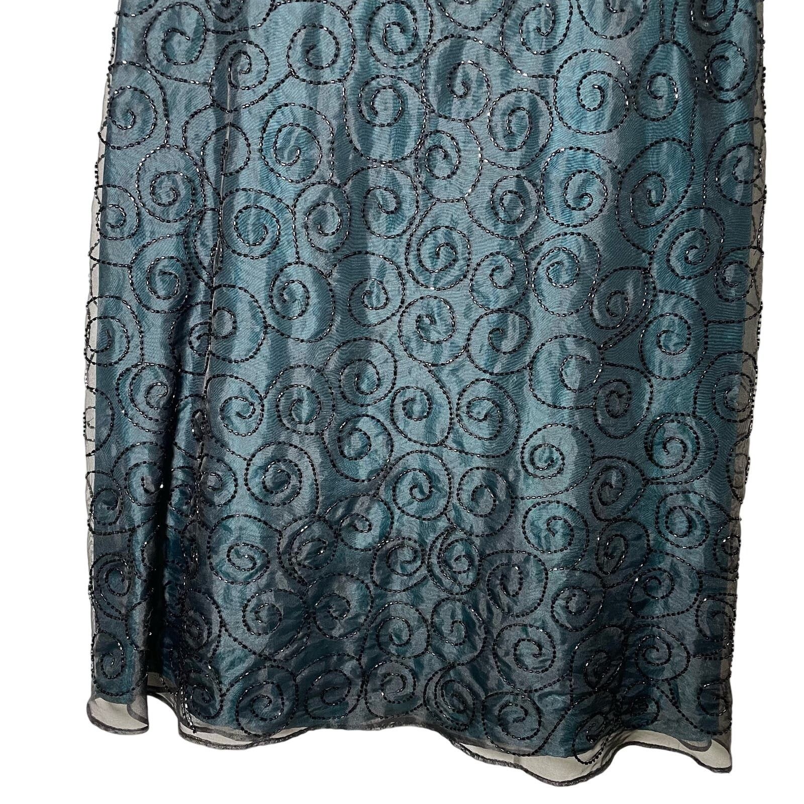 Laundry by Shelli Segal Laundry by Shelli Segal Sleeveless Beaded Silk Dress Teal 8 Size M / US 6-8 / IT 42-44 - 3 Thumbnail