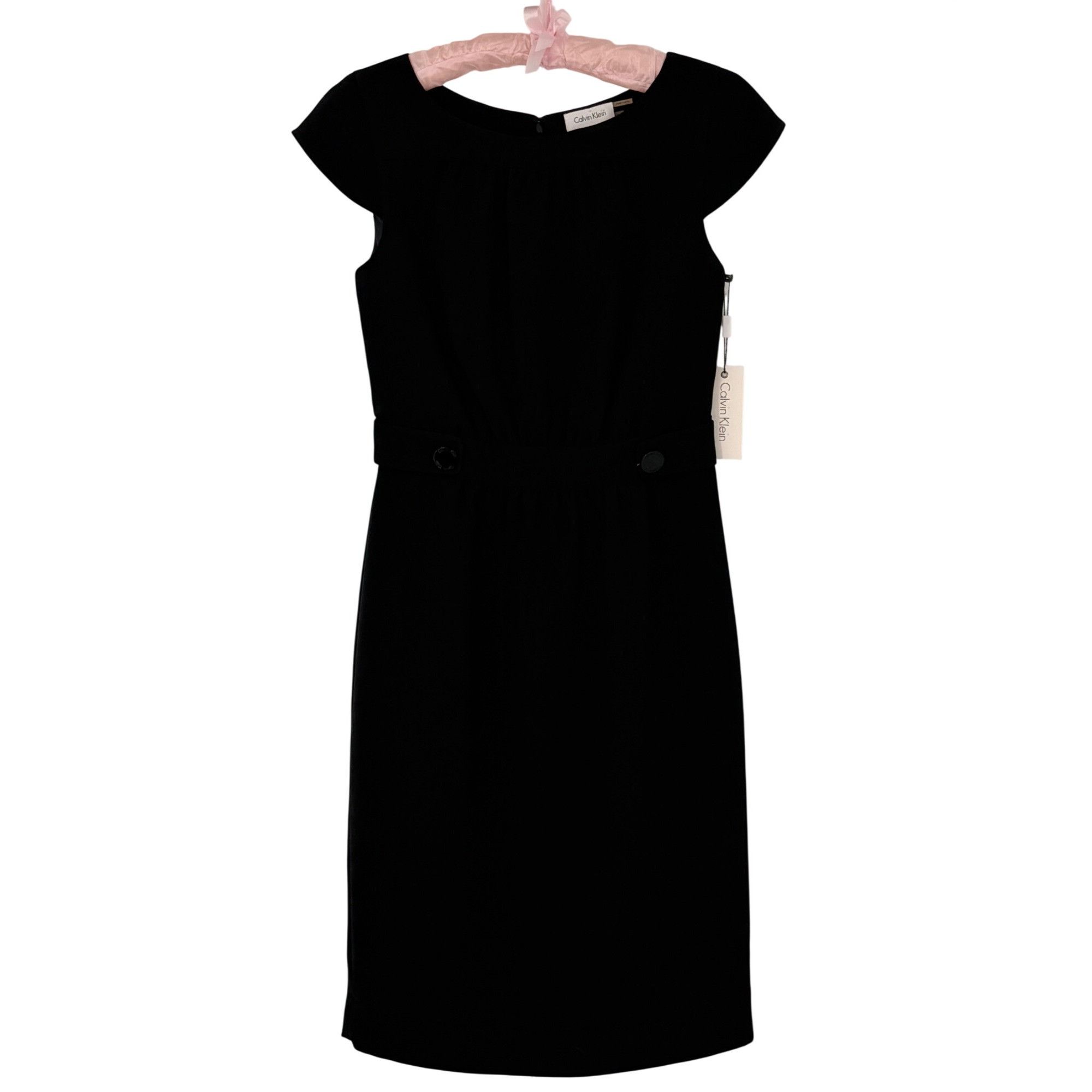 Calvin Klein NWT Calvin Klein Black Cap Sleeve Sheath Dress | Quiet Luxur Size S / US 4 / IT 40 - 2 Thumbnail