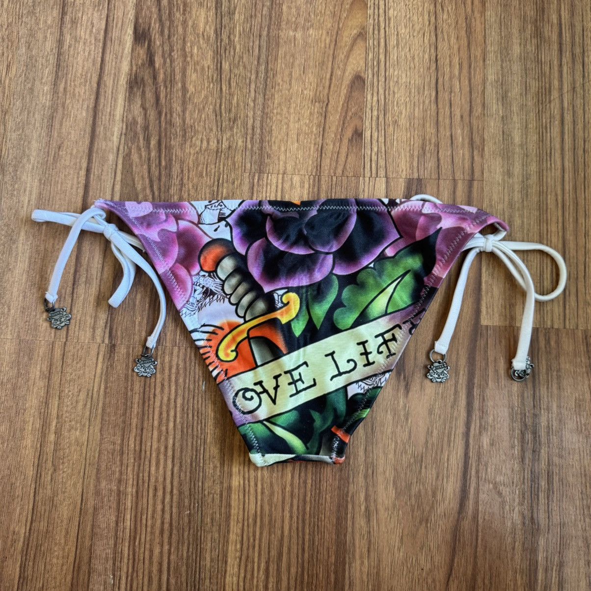 Ed Hardy ED HARDY Vintage Y2K Rare White Love Life Rose Bikini Set Size XS / US 0-2 / IT 36-38 - 11 Thumbnail