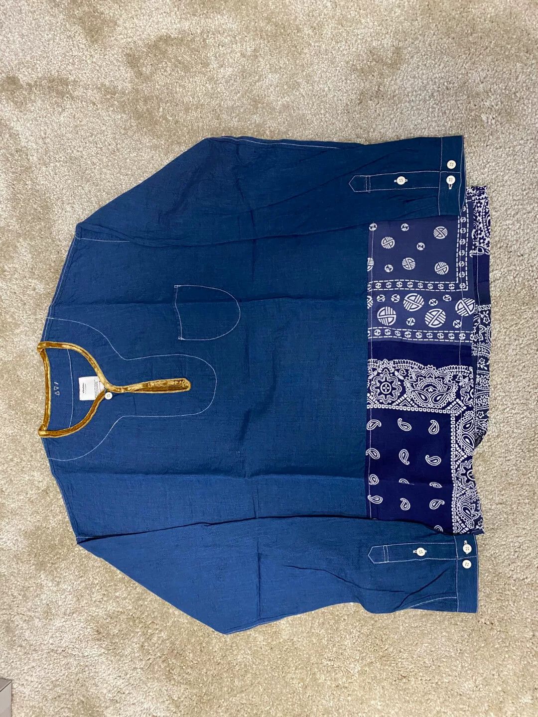 Visvim visvim 19aw border tunic shirt navy Size US M / EU 48-50 / 2 - 1 Thumbnail