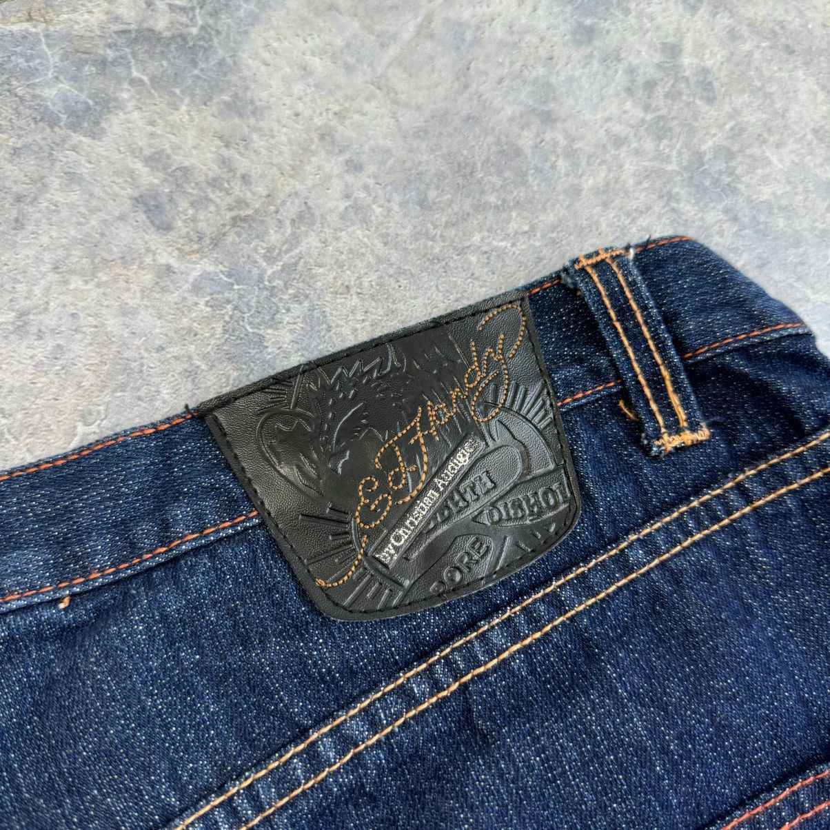 Ed Hardy 2008 💥 ED HARDY EMBROIDERED TIGER AWARE JORTS SHORTS Y2K Size US 40 / EU 56 - 6 Thumbnail
