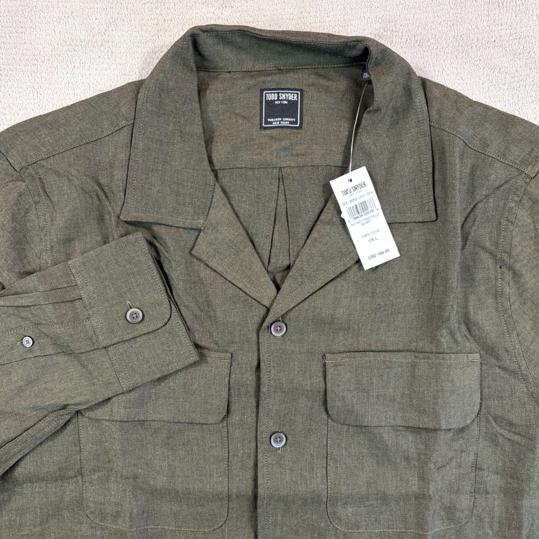 Todd Snyder Todd Snyder Rayon Field Shirt Dark Olive Large Men's Button-Up Shirt Long Sleeve Casual Workwear Pockets NWT Size US L / EU 52-54 / 3 - 3 Thumbnail