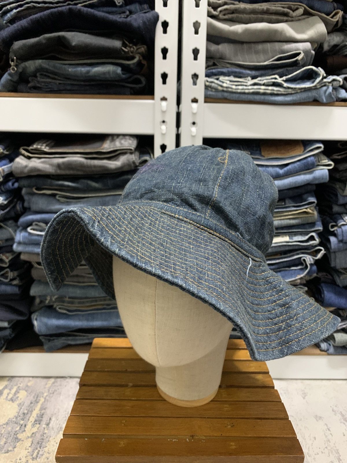 Japanese Brand Dorfman Pacific Denim Bucket Hats Wide Brim Size ONE SIZE - 1 Thumbnail