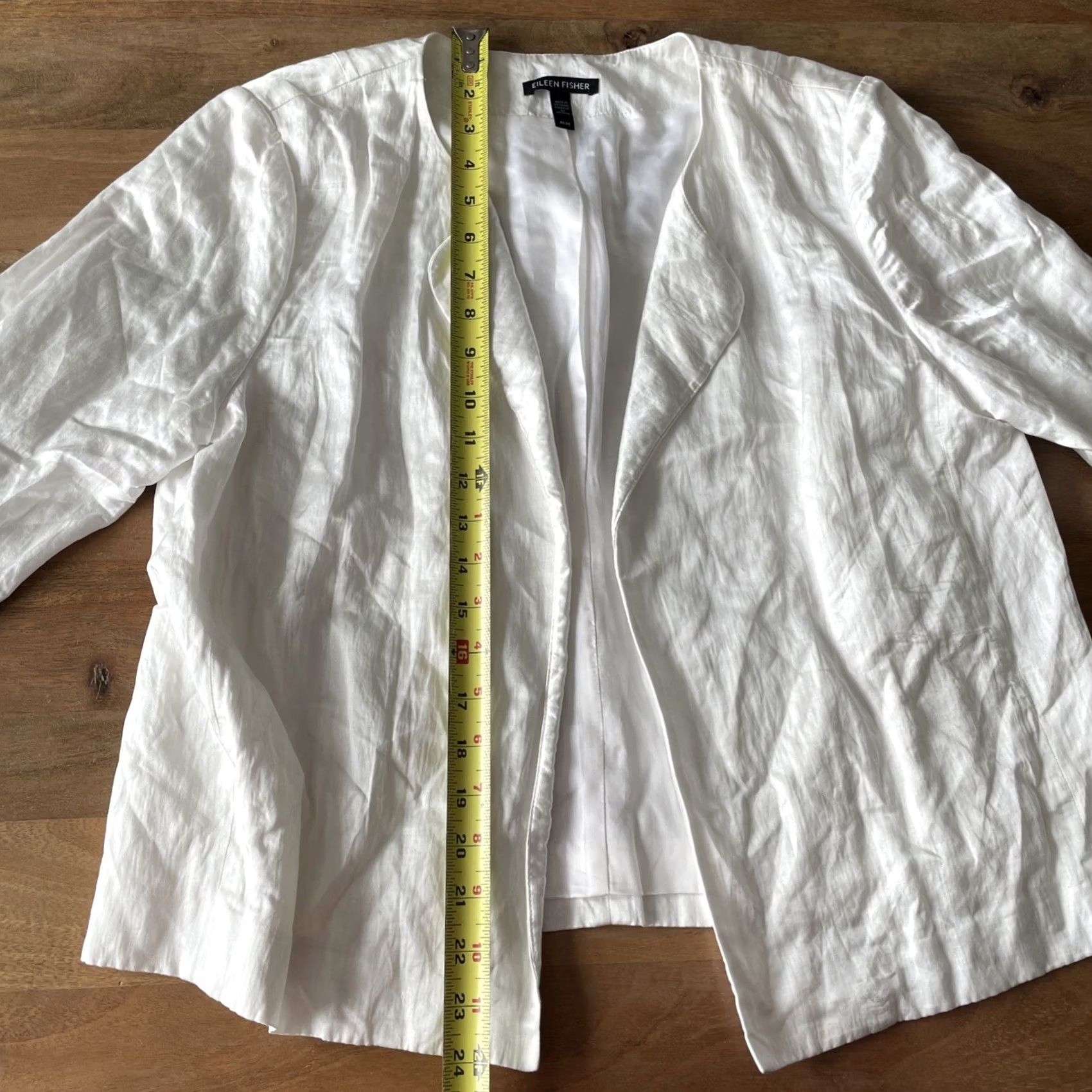 Eileen Fisher Eileen Fisher White Satin Crepe Organic Cotton Open Front Top Womens Medium Size M / US 6-8 / IT 42-44 - 7 Thumbnail