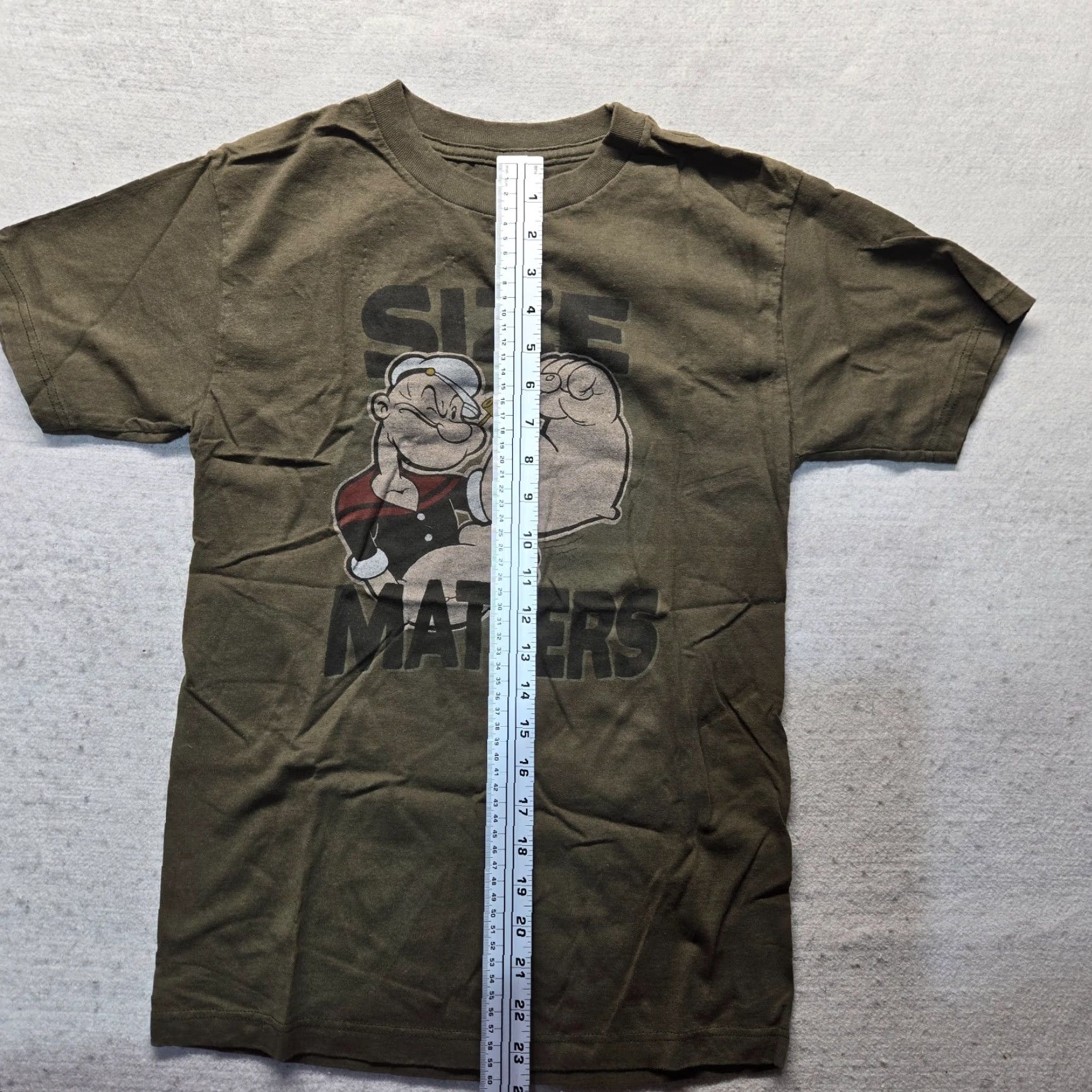 Vintage Popeye Size Matters Shirt Green Short Sleeve The Sailor Tee Adult Mens S Small Size US S / EU 44-46 / 1 - 6 Thumbnail