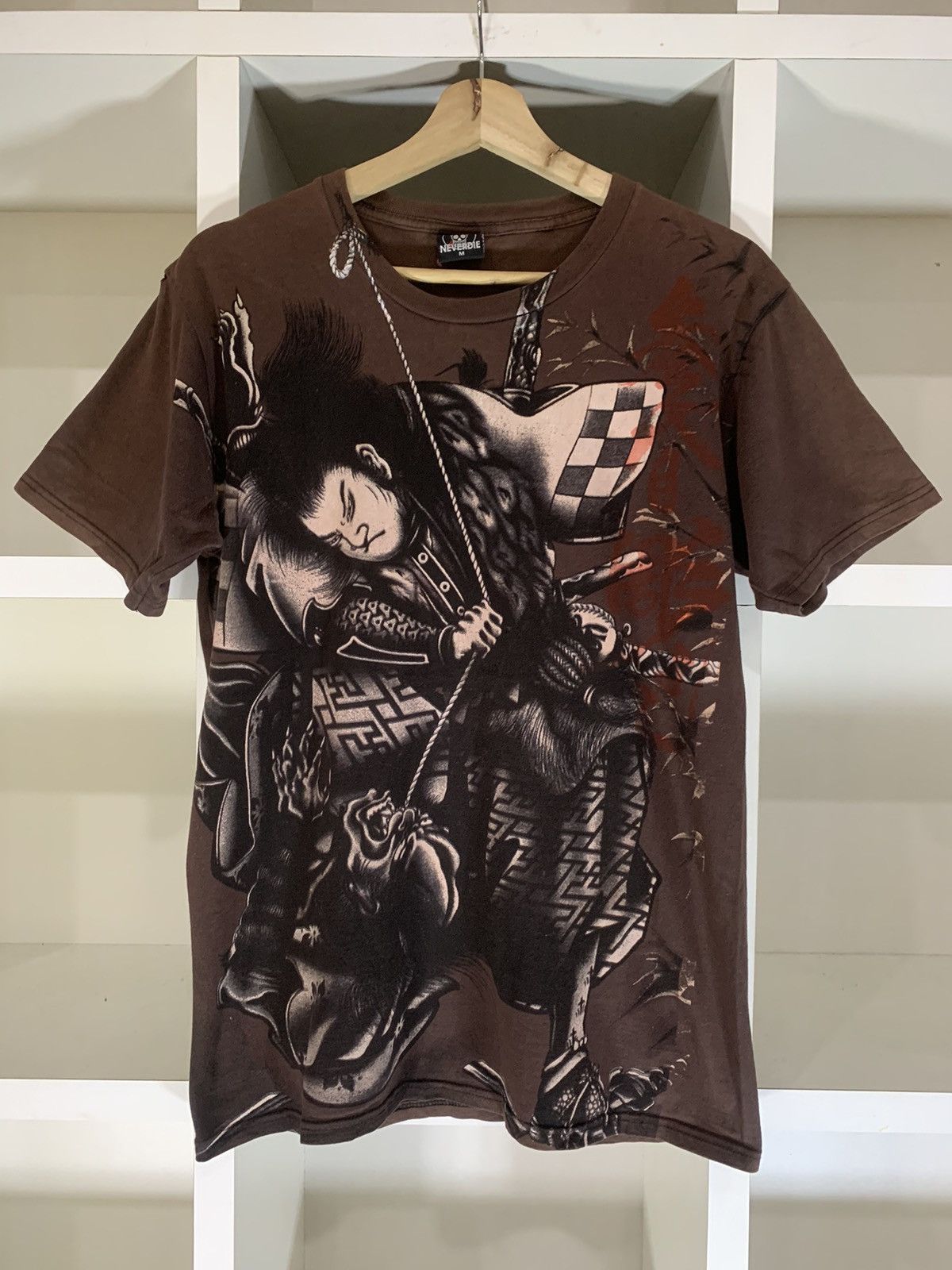 image of Vintage Samurai Neverdie Tee in Brown, Men's (Size Medium)