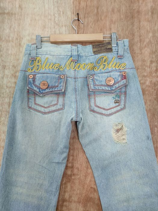 Japanese Brand Blue Moon blue distressed denim jeans pants #46-088DLL Size 30" / US 8 / IT 44 - 9 Thumbnail