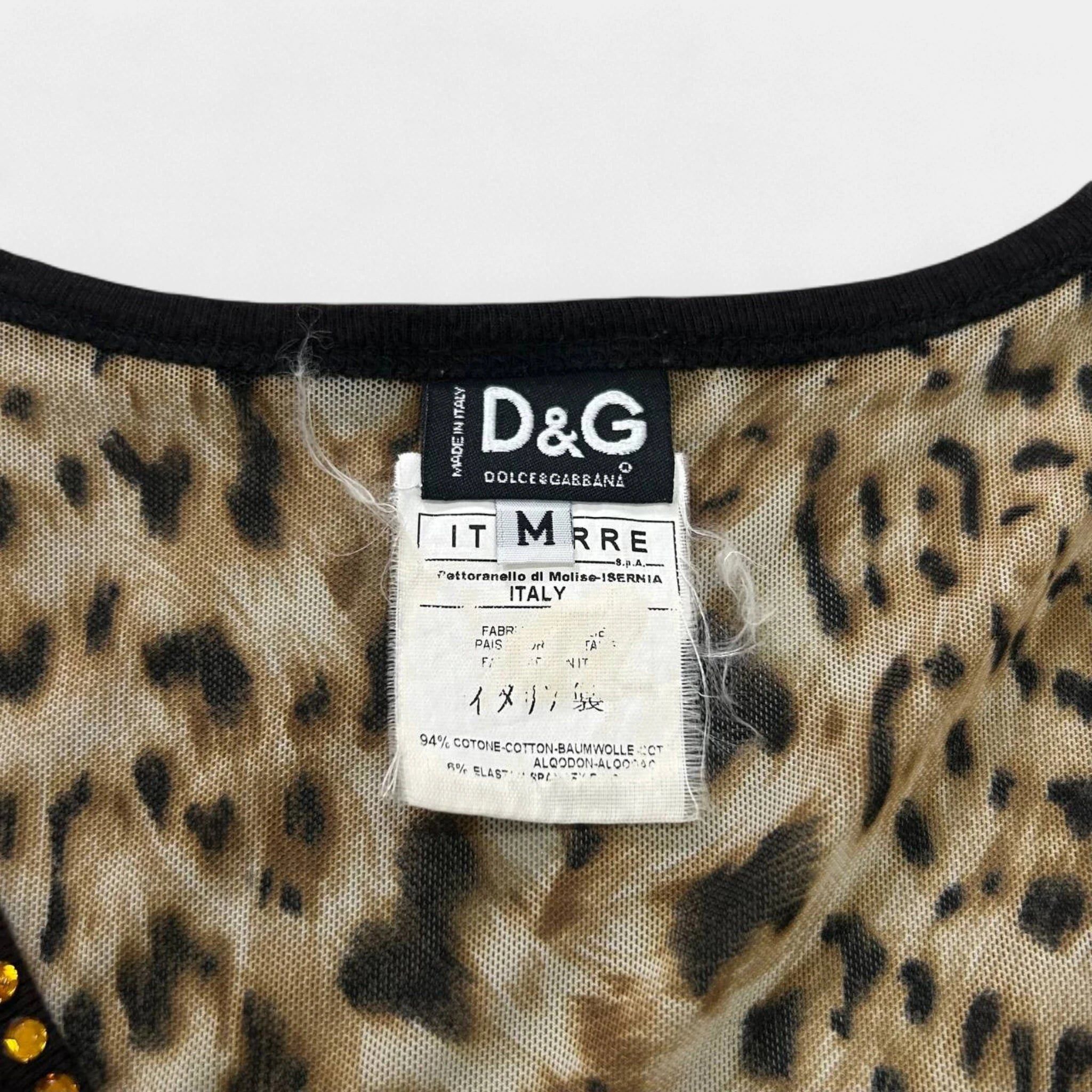 Dolce & Gabbana Dolce & Gabbana 2000s Rhinestone Leopard Tee Size S / US 4 / IT 40 - 4 Thumbnail