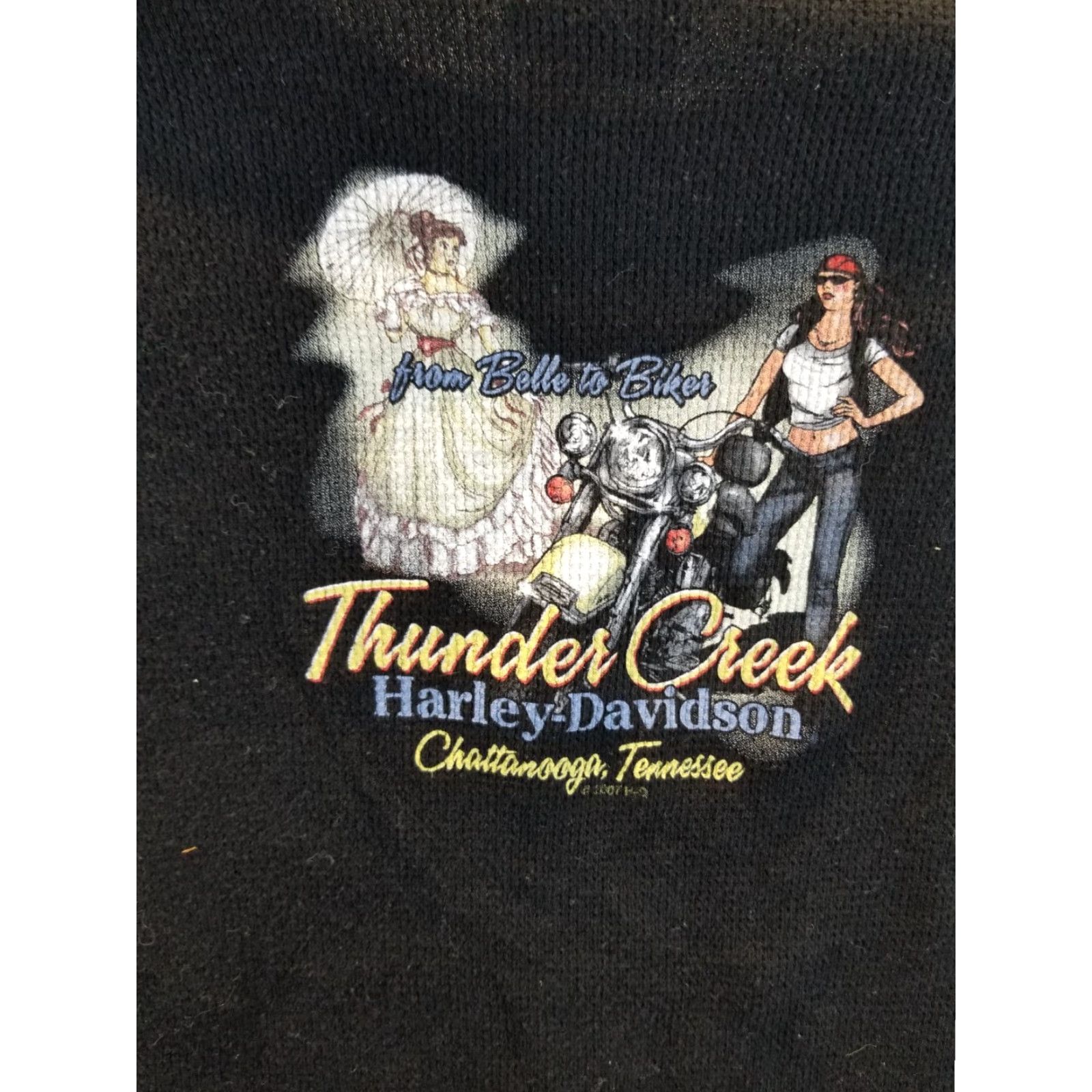 Harley Davidson VINTAGE Harley-Davidson T-Shirt WOMEN'S Long Sleeve Thermal Black SZ M Modern Wearable 90s Style Size M / US 6-8 / IT 42-44 - 7 Thumbnail
