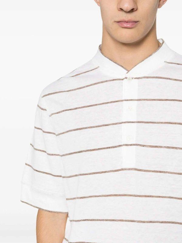 Brunello Cucinelli o1y0526 Crewneck T-Shirt in Ivory/Brown Size US XL / EU 56 / 4 - 4 Thumbnail