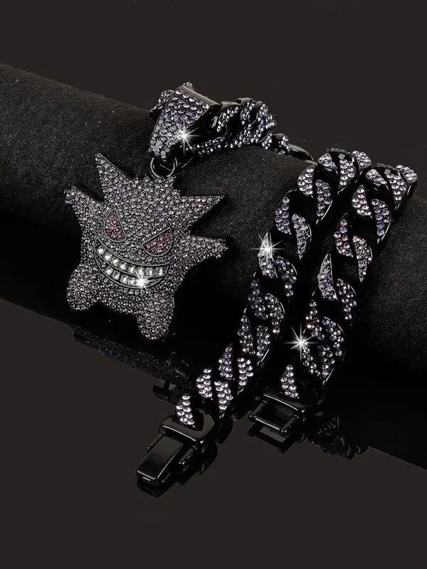 Jewelry Shiny Purple Ice Cuban Chain Necklace (Length 19.69in) Size ONE SIZE - 2 Thumbnail