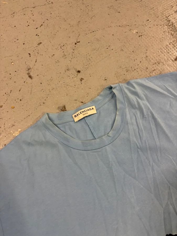 Balenciaga SS2015 Balenciaga Light Blue Ink Splatter T-Shirt Size US M / EU 48-50 / 2 - 5 Thumbnail