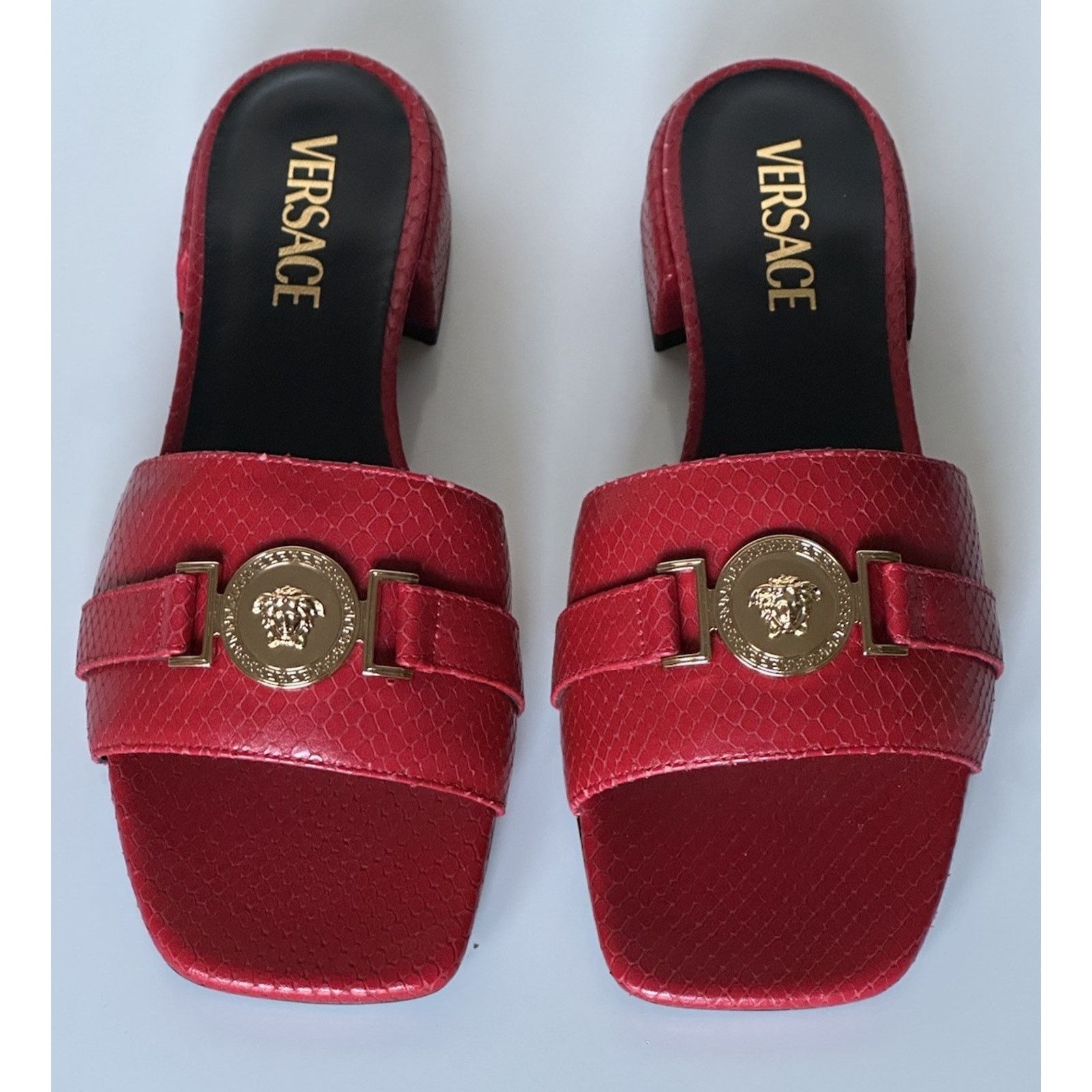 Versace VERSACE Gold Medusa Women's Dark Red Sandals 9 US 1014748 Size US 9 / IT 39 - 1 Thumbnail
