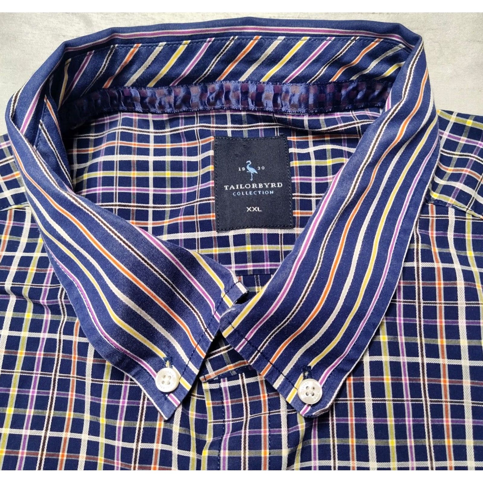 Tailorbyrd TAILORBYRD Men 2XL Blue Plaid 100% Cotton Long Sleeve Button-Up Shirt Size US XXL / EU 58 / 5 - 6 Thumbnail