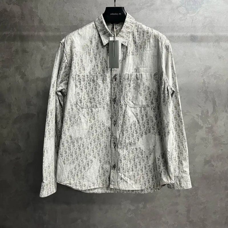 Dior Dior Gray Cotton Long Sleeve Shirt 0089 Size US S / EU 44-46 / 1 - 1 Thumbnail