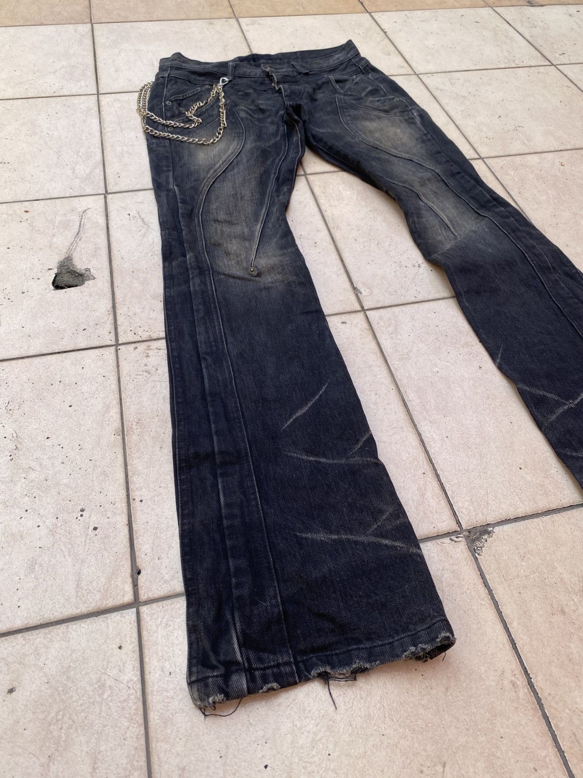 JACKROSE Jackrose Rare Design Distressed Pinned Flare Denim Size US 30 / EU 46 - 4 Thumbnail