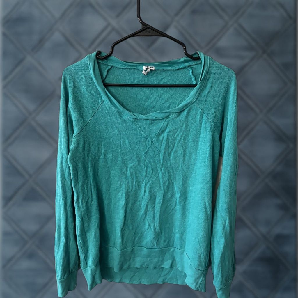 Splendid Splendid Blouse Top Blue Aqua Long Sleeve Round Neck Casual Size Small Sweater Size S / US 4 / IT 40 - 1 Thumbnail