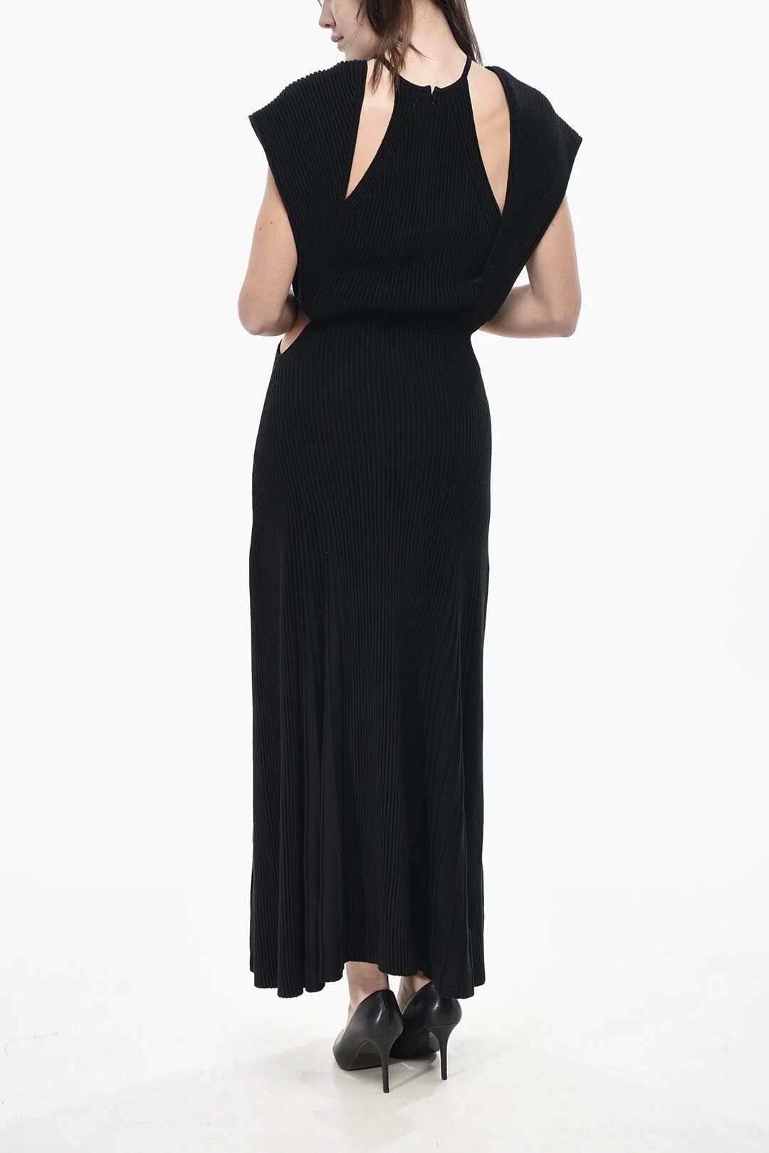 Chloe og1mm0426 Ribbed Wool Dress in Black Size L / US 10 / IT 46 - 2 Thumbnail