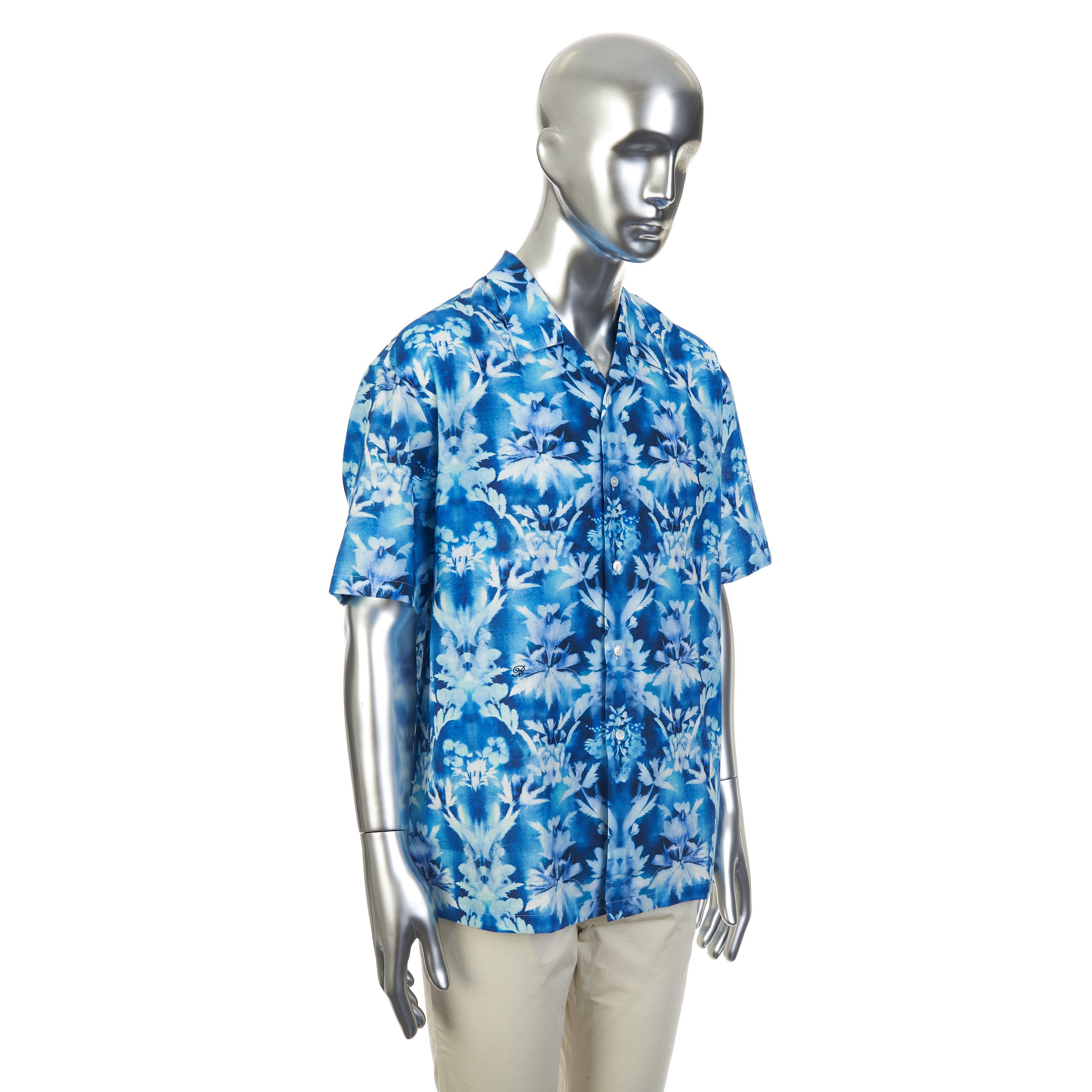 Berluti Hawaiian Shirt With Floral Print & Shortsleeves Size 43 Size US L / EU 52-54 / 3 - 9 Thumbnail