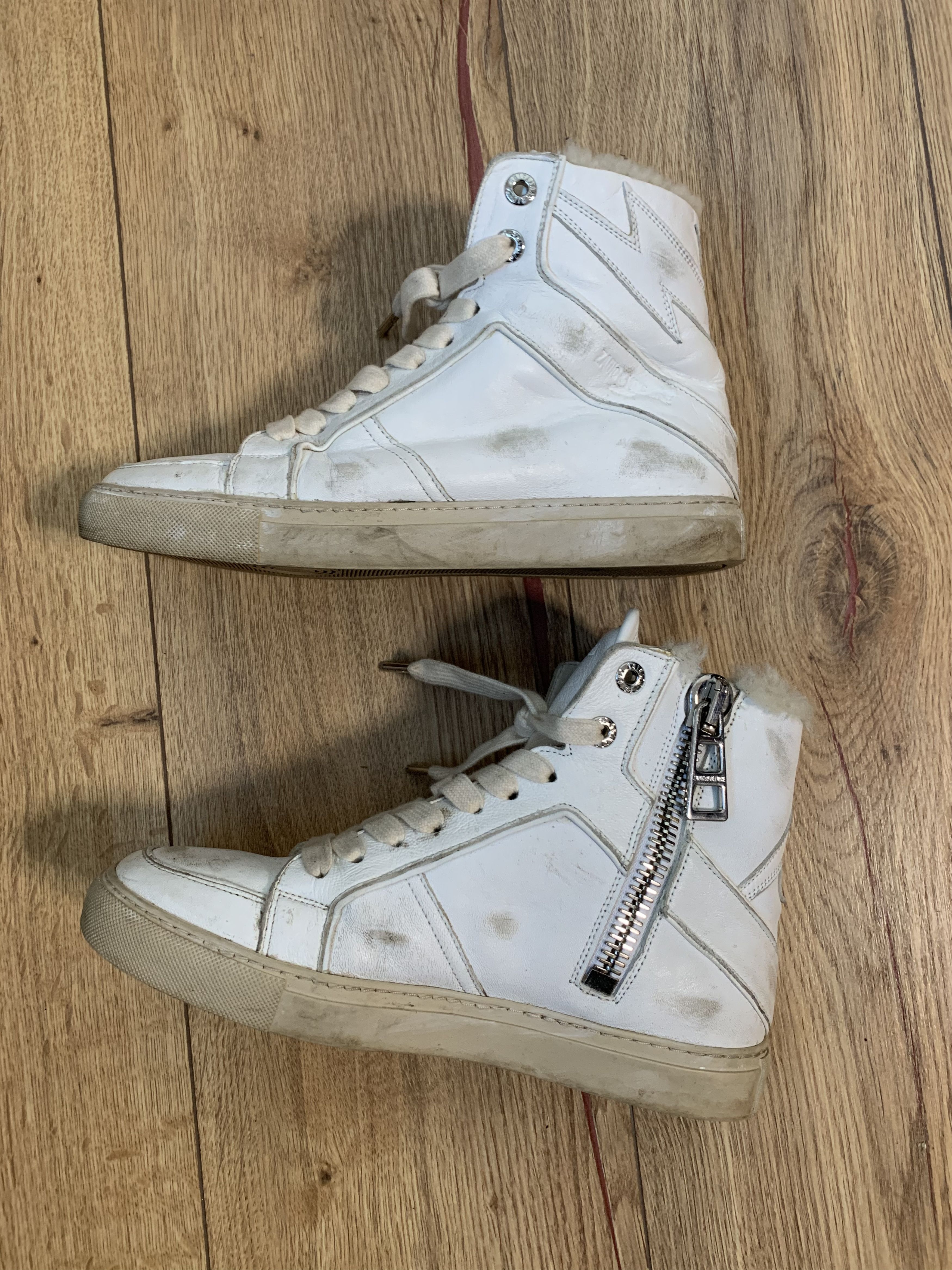 Zadig & Voltaire Zadig Voltaire hi-top sheepskin distressed sneakers Size US 6 / EU 39 - 8 Thumbnail