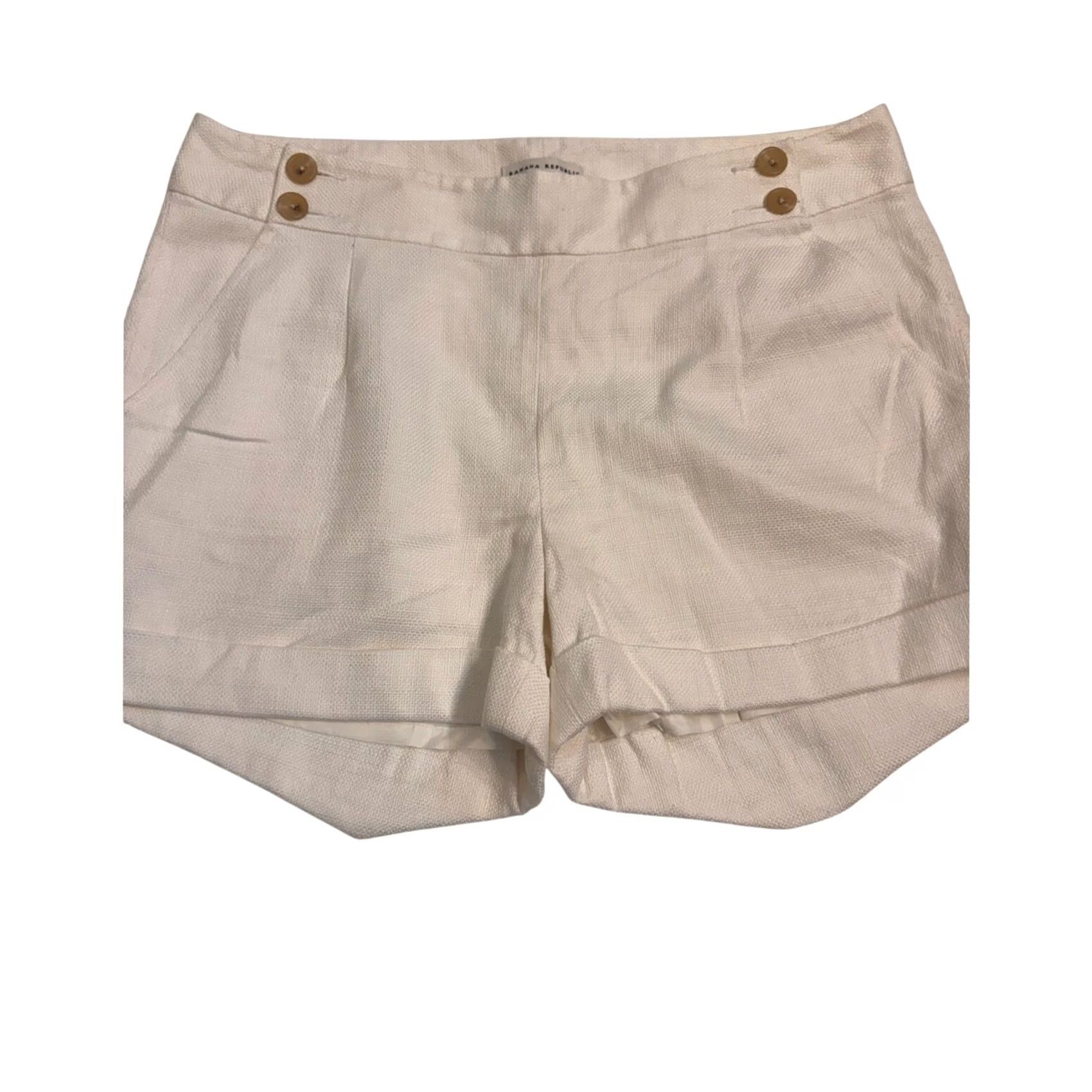 Banana Republic Banana Republic Women's White Button Shorts Size 16 Lined Cuffed Flat Front Size 38" / US 16 / IT 52 - 2 Thumbnail