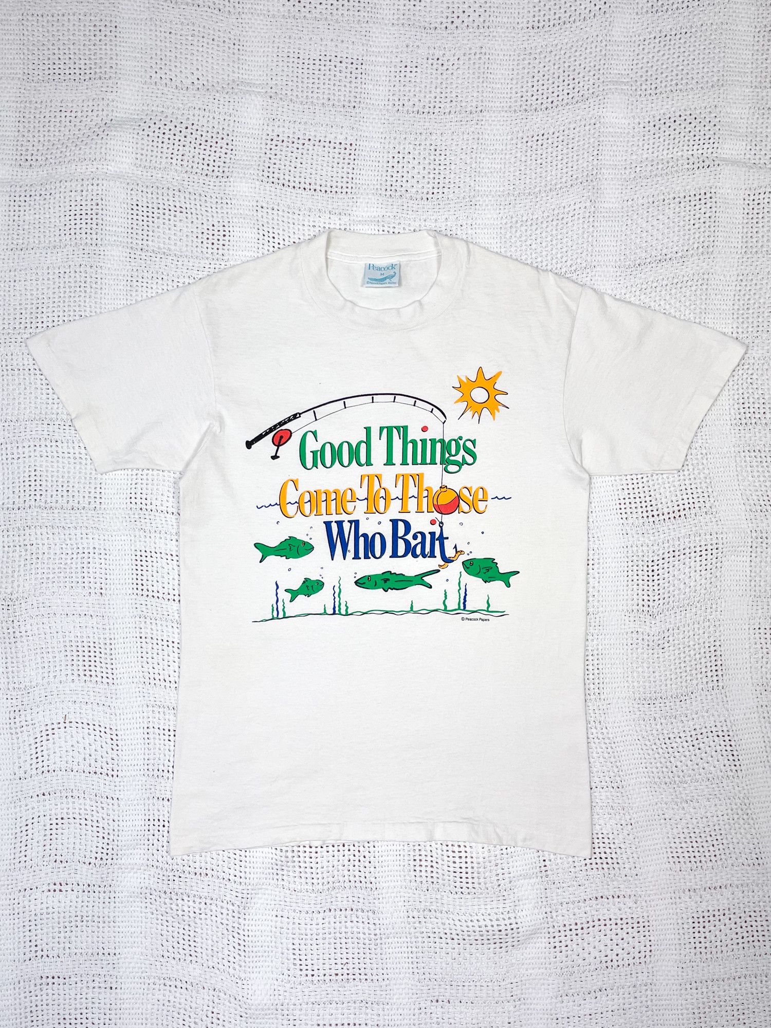 Vintage 90s Single Stitch 'Good Things Come To Those Who Bait' Size US M / EU 48-50 / 2 - 2 Thumbnail