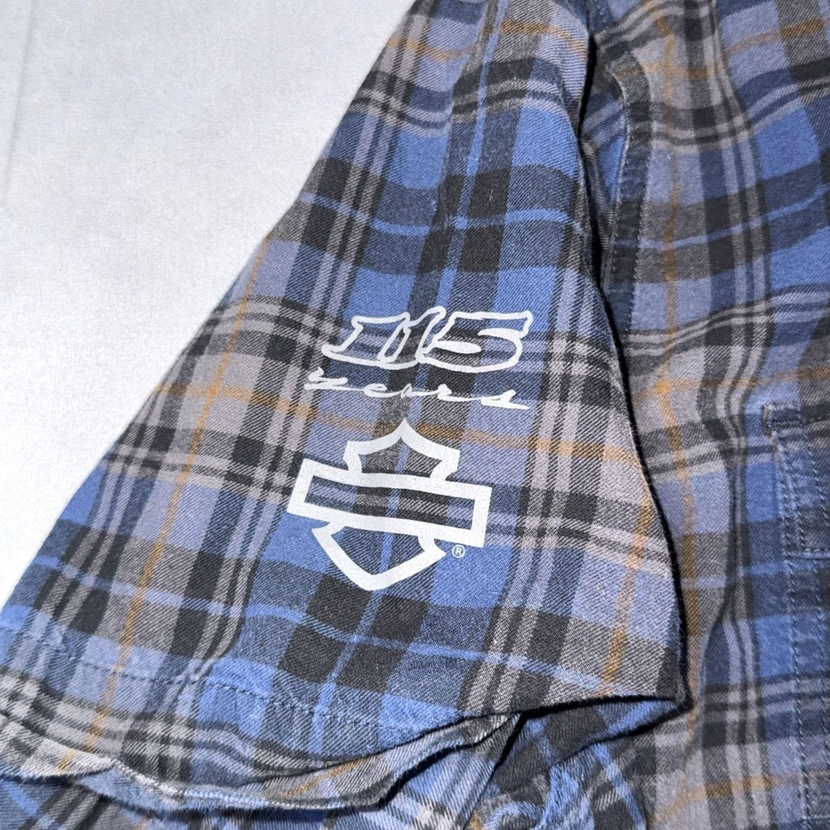 Harley Davidson Harley-Davidson Shirt Men's L Plaid Button-Up Blue Short Sleeve Casual 115th Anniversary Size US L / EU 52-54 / 3 - 7 Thumbnail