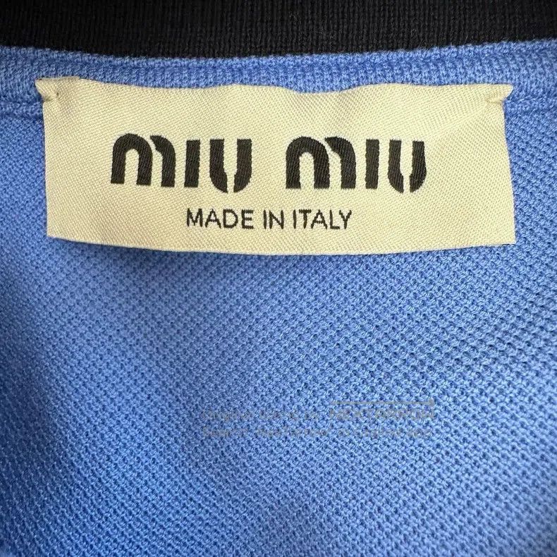 Miu Miu Miu Miu Size s Blue polo black stand collar color matching Size S / US 4 / IT 40 - 4 Thumbnail