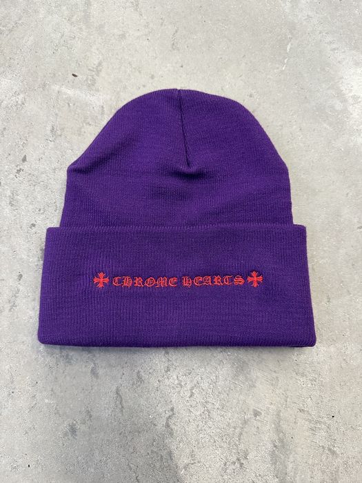 Chrome Hearts Chrome Hearts Triple Cross Beanie Purple Red | Grailed