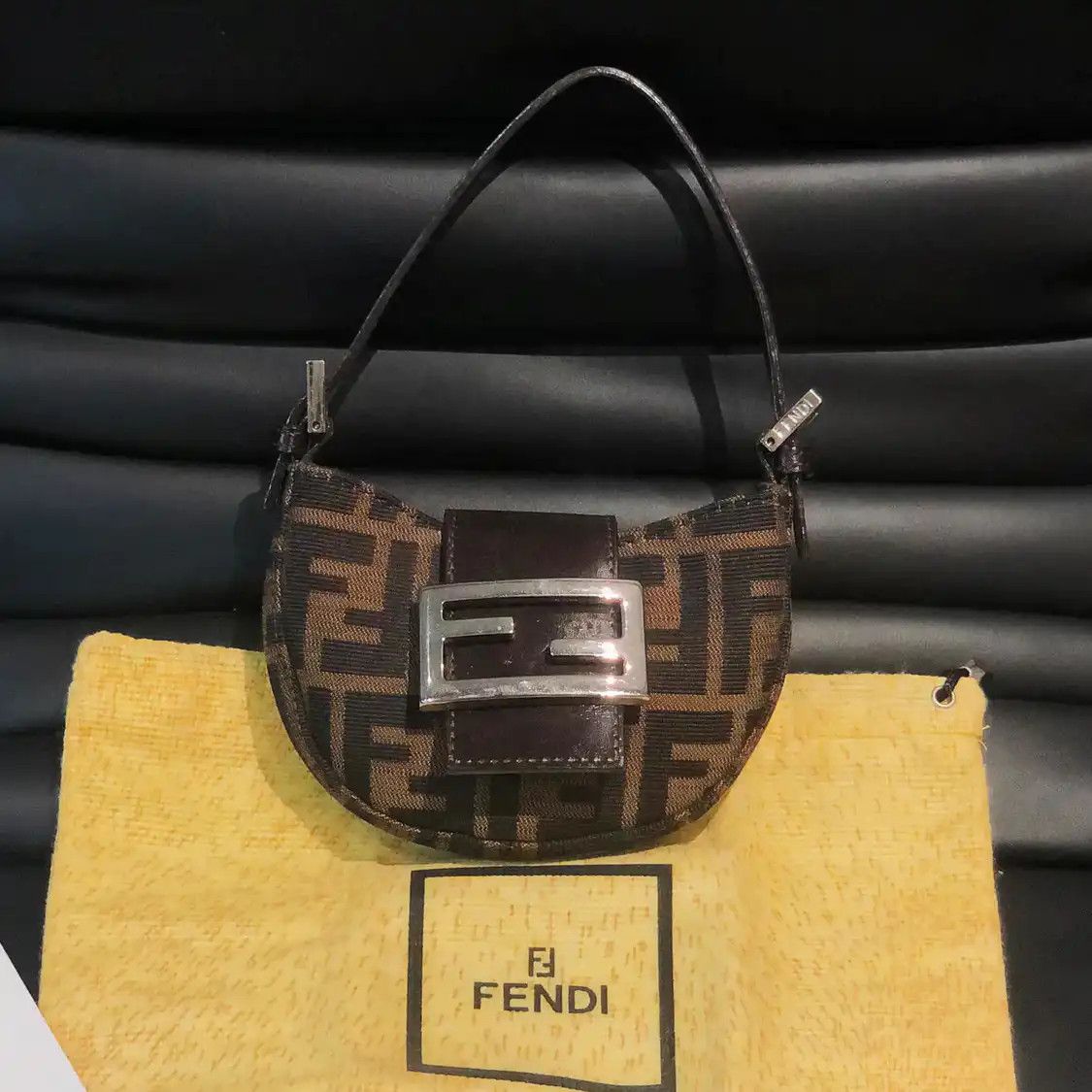 Fendi Tote Bag Brown Canvas Doublef Handbag, Women's