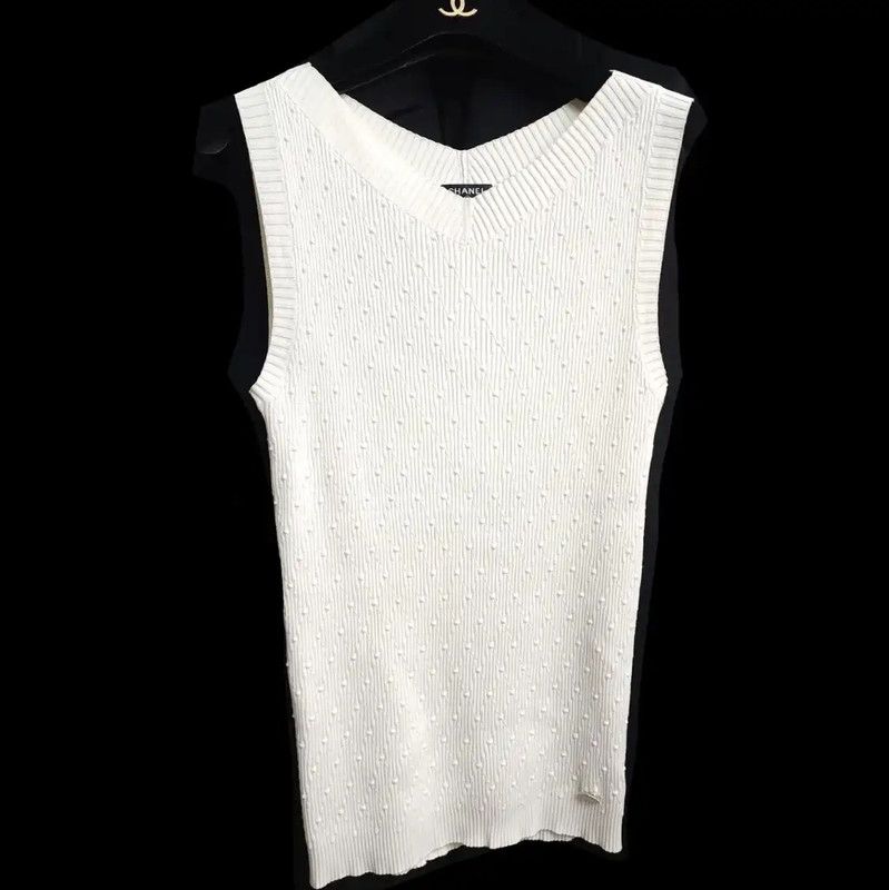 Chanel Summer Cream Cotton Sleeveless Top 0089