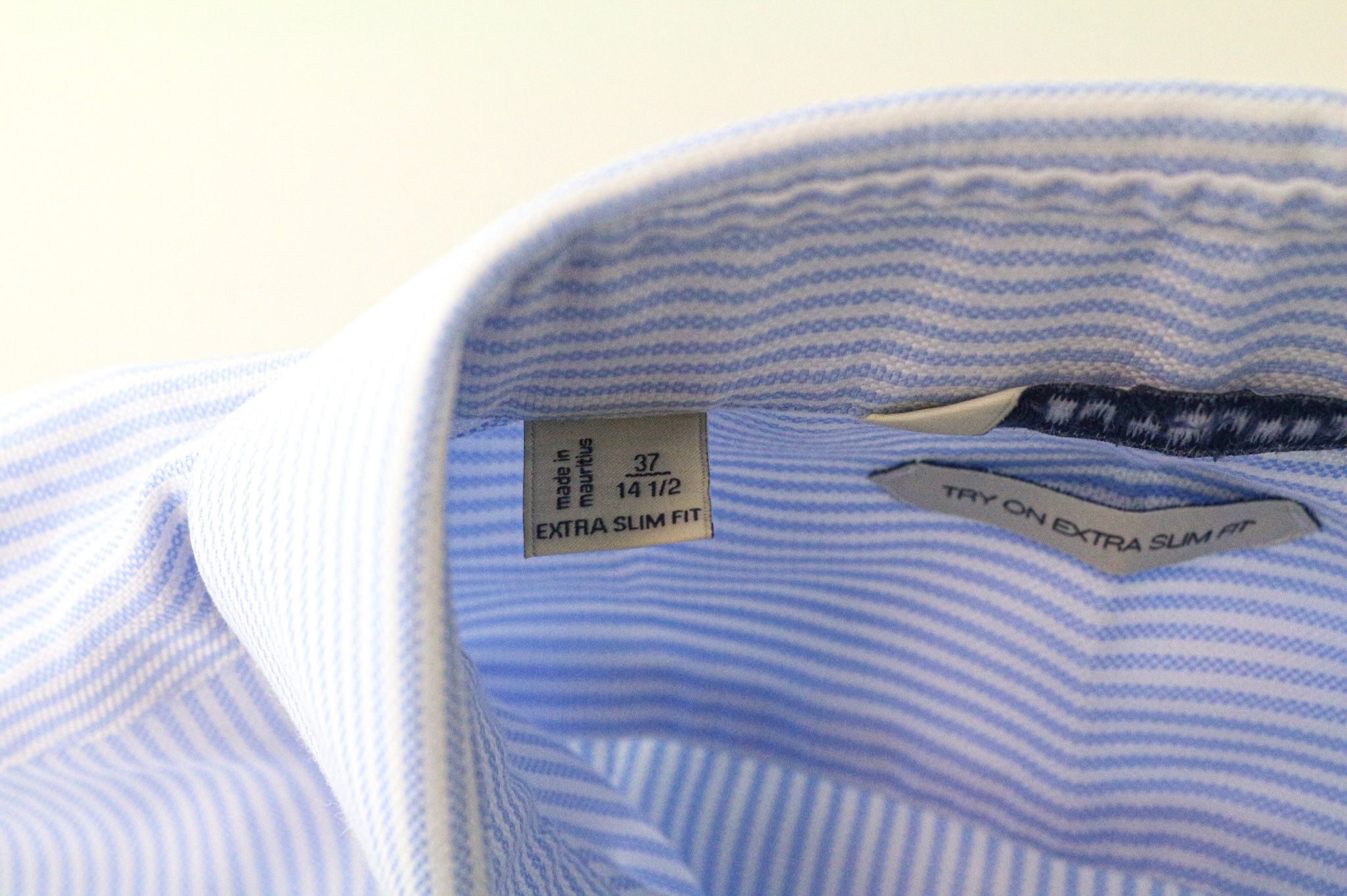 Suitsupply 37/14 1/2 Extra Slim Blue Cotton Striped Shirt 79369 Size 38R - 5 Thumbnail