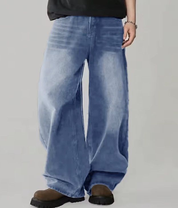 Baggy loose fit grey wash faded denim jeans